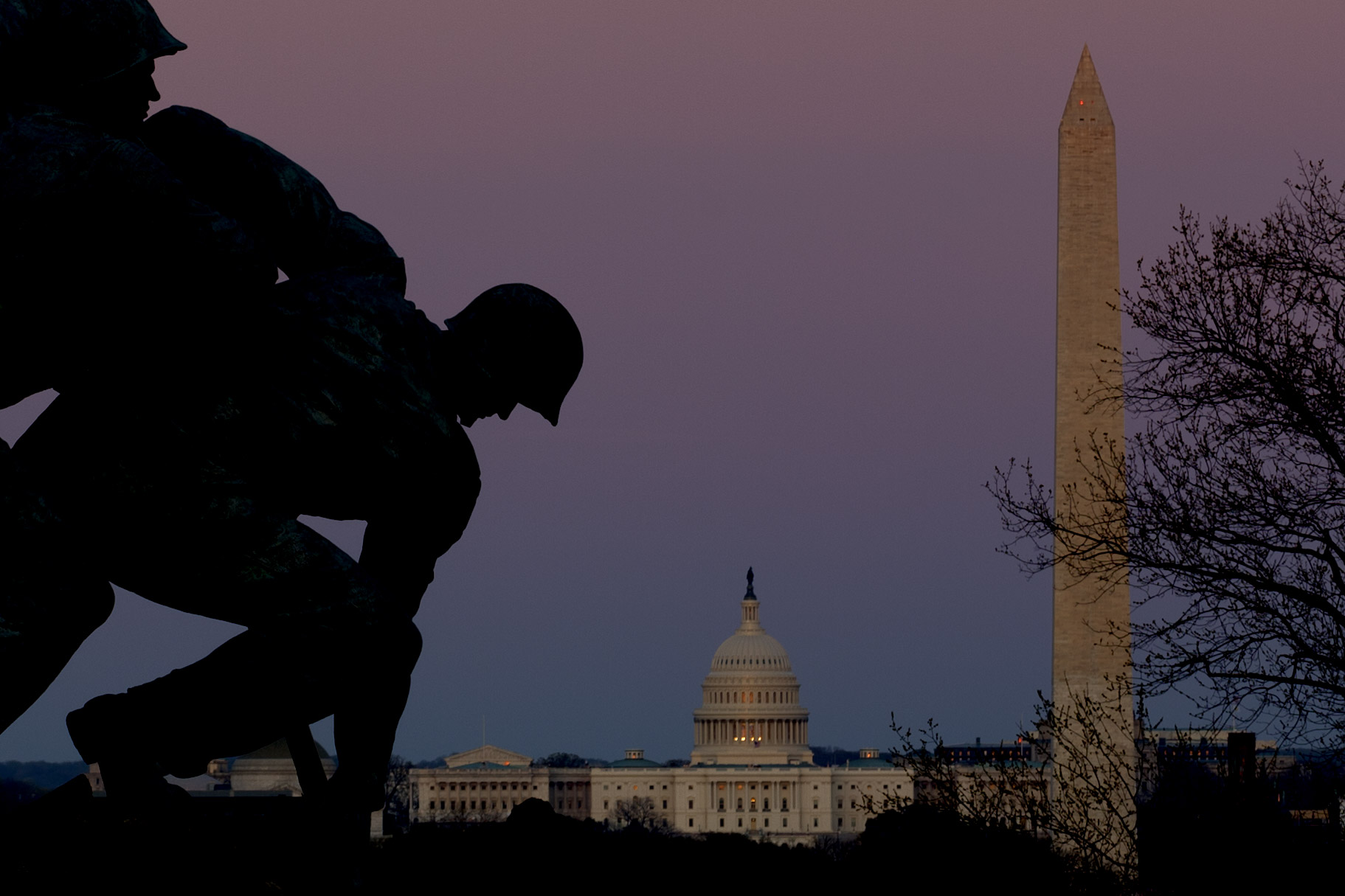 A Fun crop at twilight - Iwo Jima and US Capitol