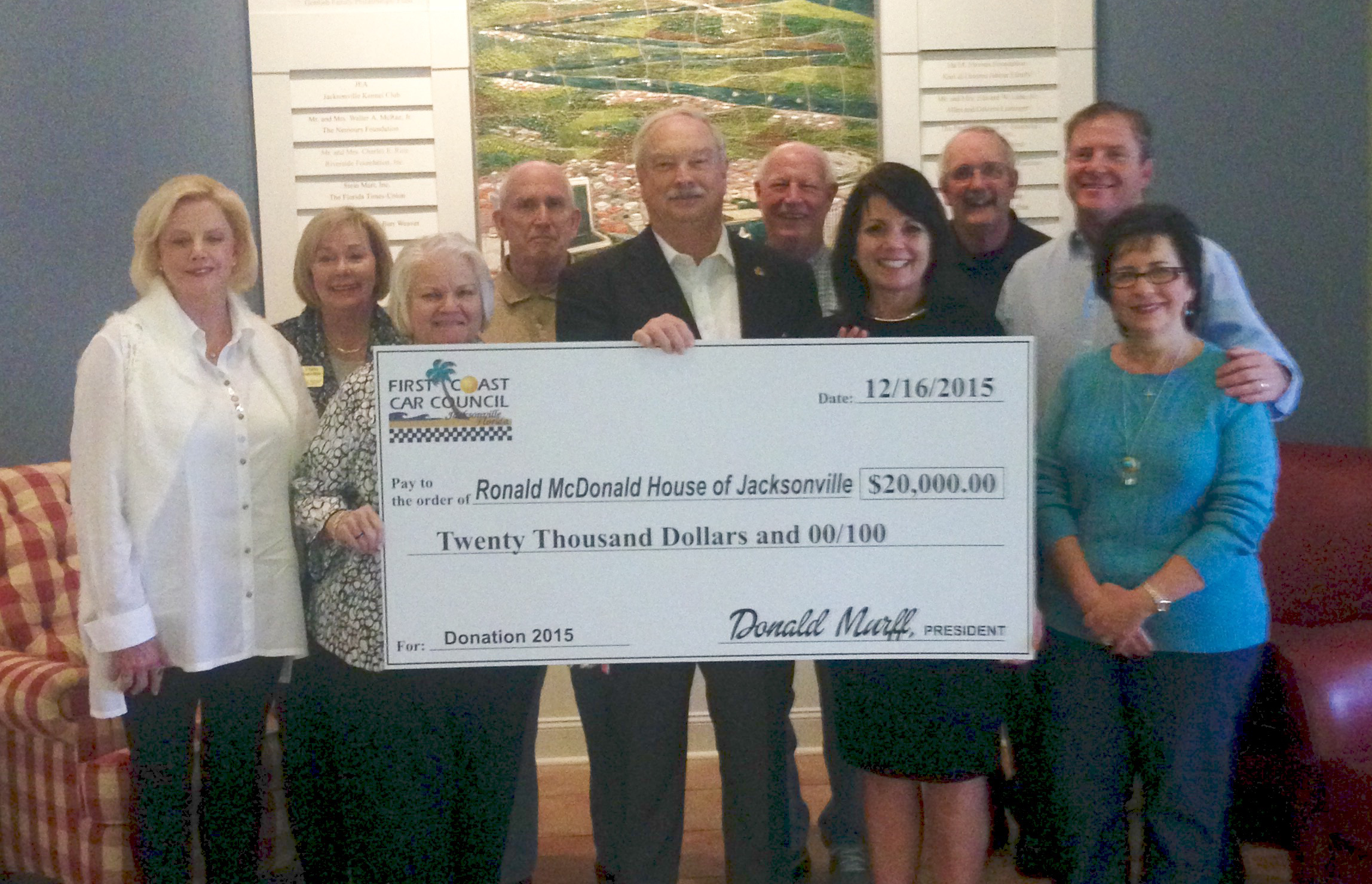 Check Presentation to the Ronald McDonald House of Jacksonville for FCCC's 2015 Contribution