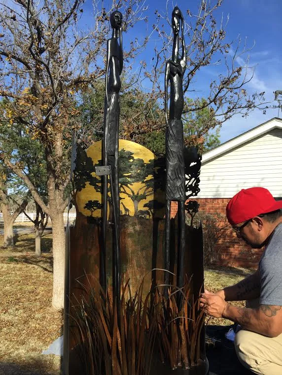 DELIVERY OF COMPLETED AFRICAN SCULPTURE STAND