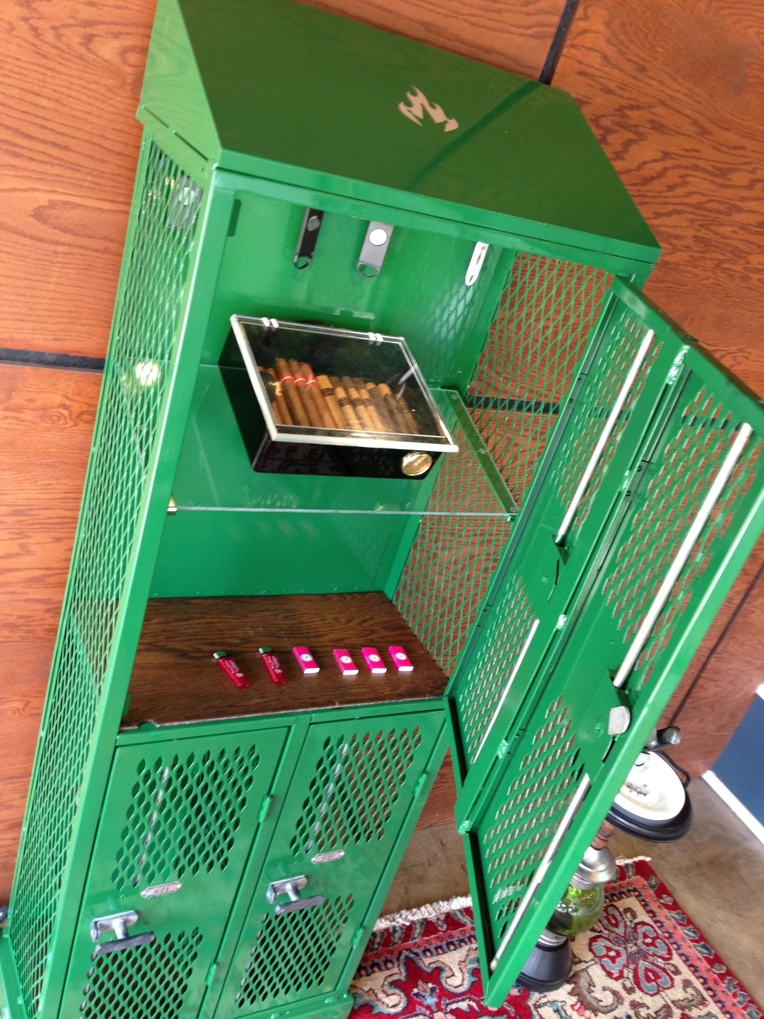 "MANning Cave" Vintage locker restored and repurposed to cigar humidor
