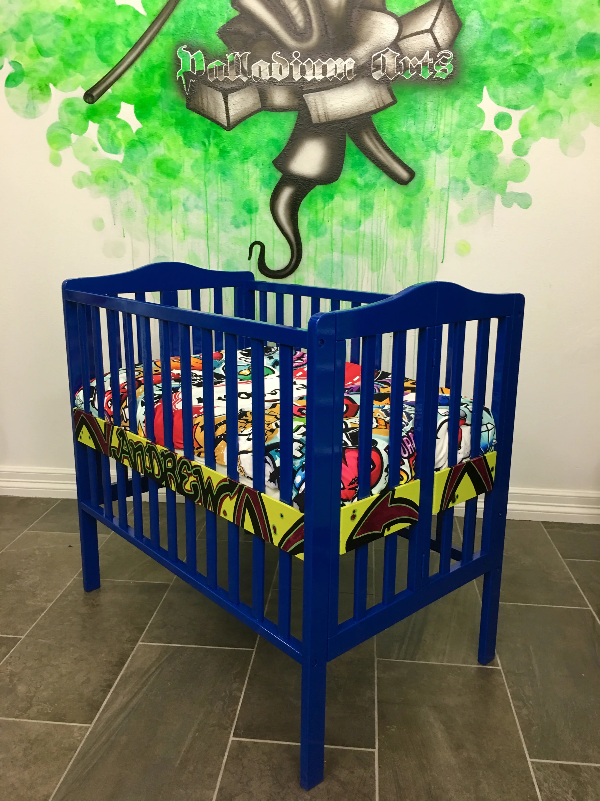 CUSTOM GRAFFITI BABY CRIB