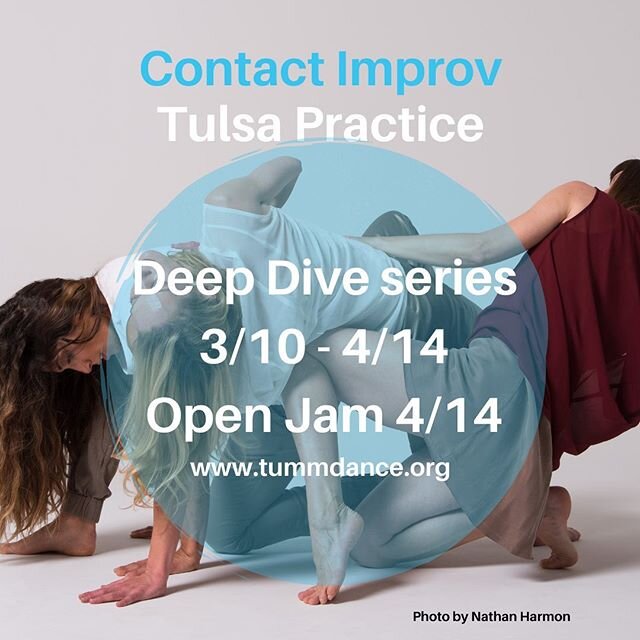 We have 1 spot available in the Deep Dive series and 5 spots available in the open jam. Sign up today to reserve your spot. 
#contactimprovisation #contactimprov #tulsadance #somaticdance #somaticmovement #freehugs #intimacy #contemporarydance