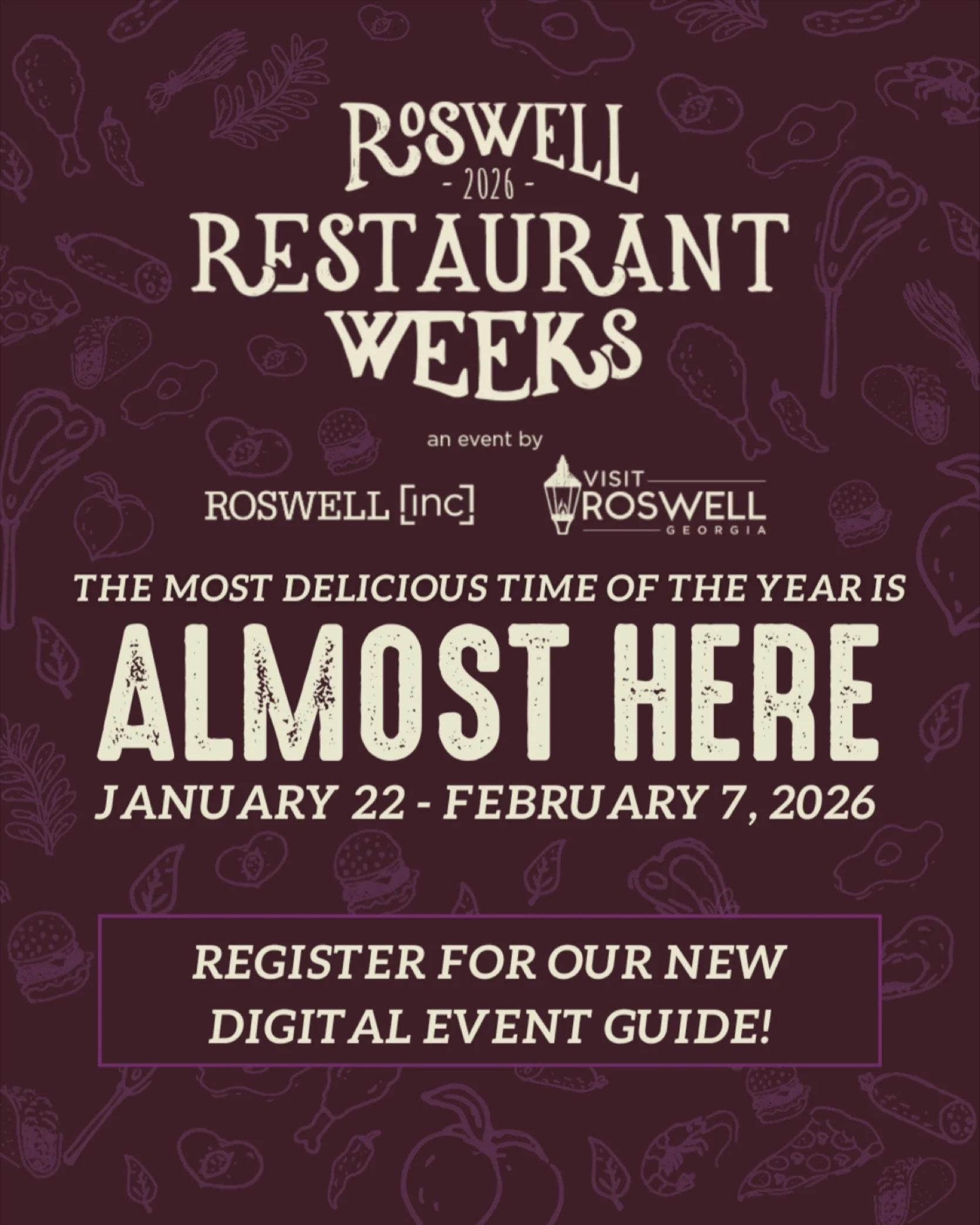 Roswell Restaurant Weeks goes DIGITAL!

Get ready for Jan 22 - Feb 7 by registering for our new Digital Event Guide.

You can now map out your culinary tour, view menus instantly, save your faves, and even win prizes just for dining out!

Register fo
