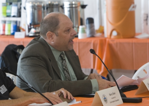 John Fanelli giving his testimonial at the hearing.