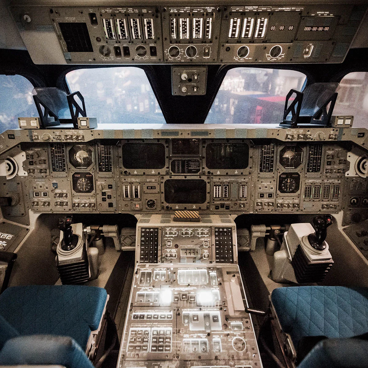 Cockpit of space shuttle simulator at Houston Space Center