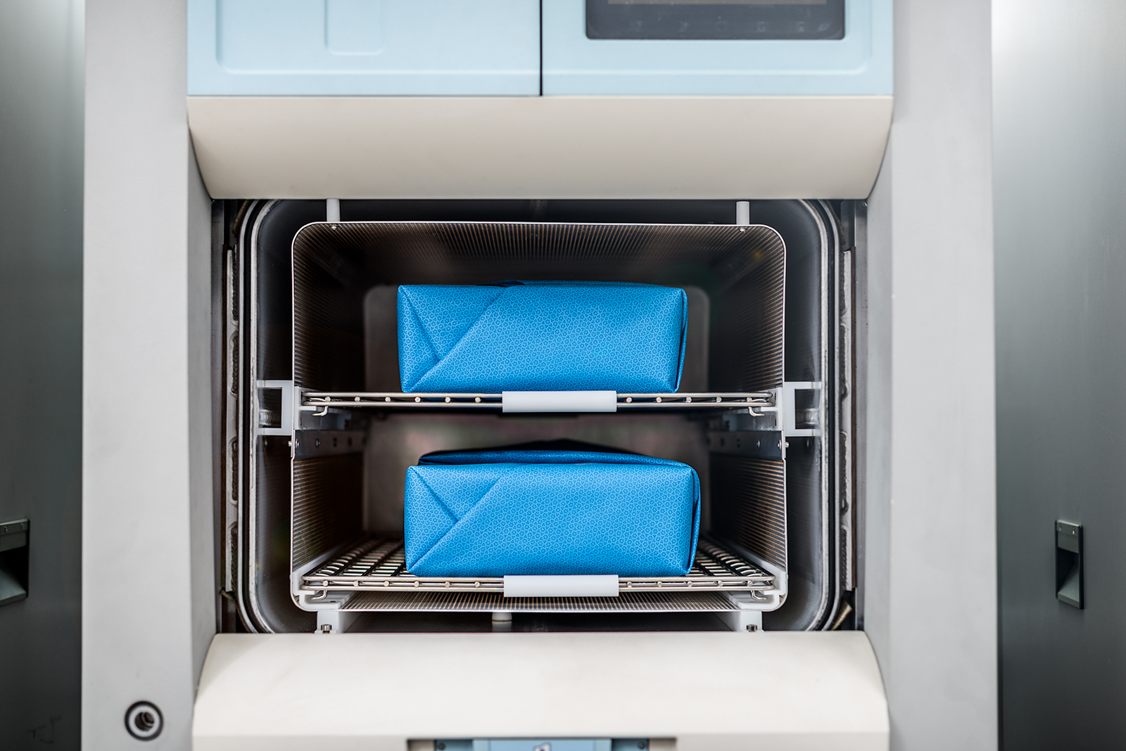 Wrapped boxes in a medical laboratory