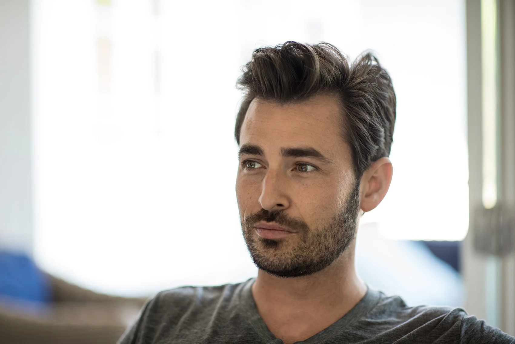 Man looking away from camera