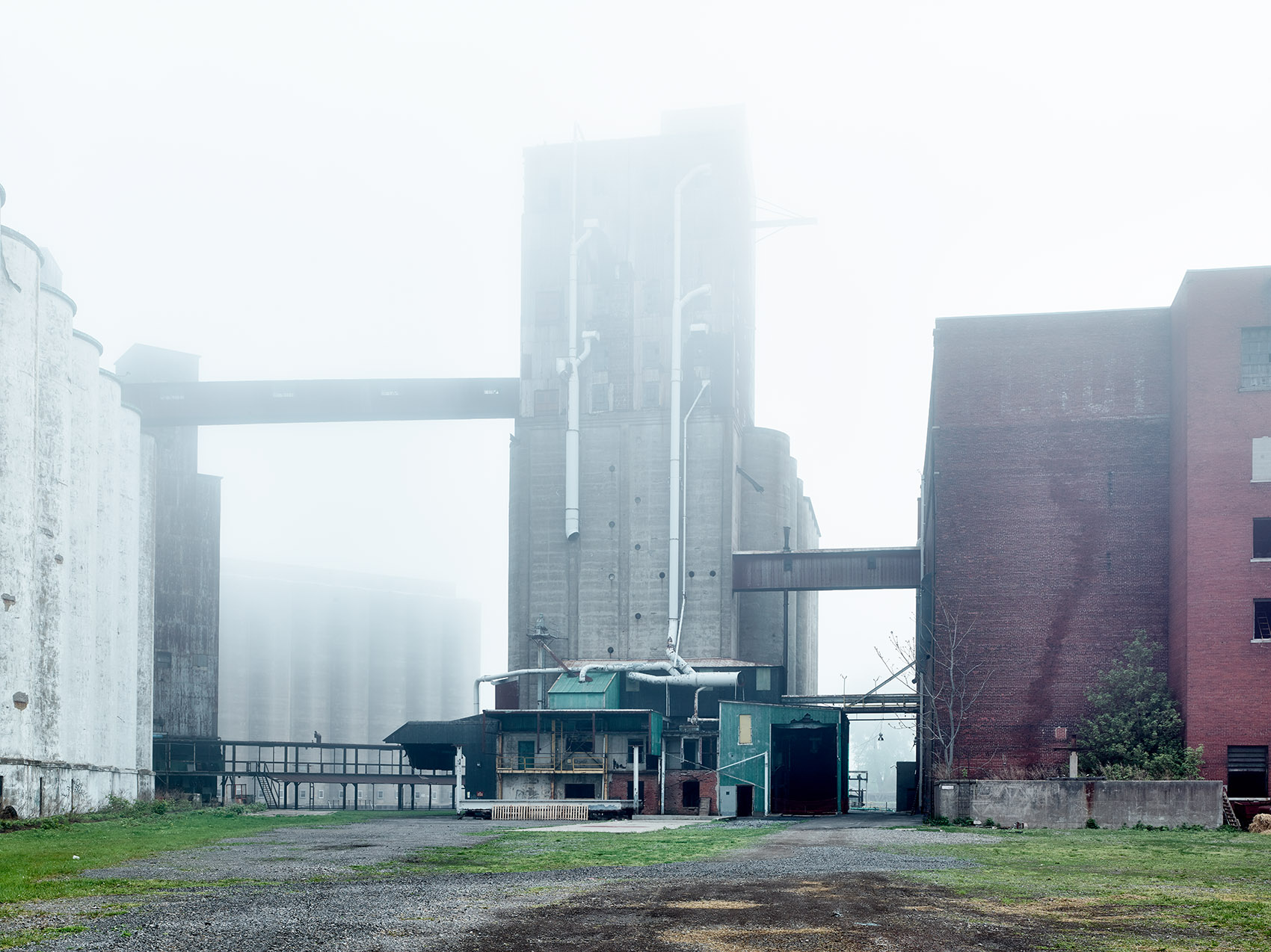 foggy industrial architecture silo city exterior buffalo ny