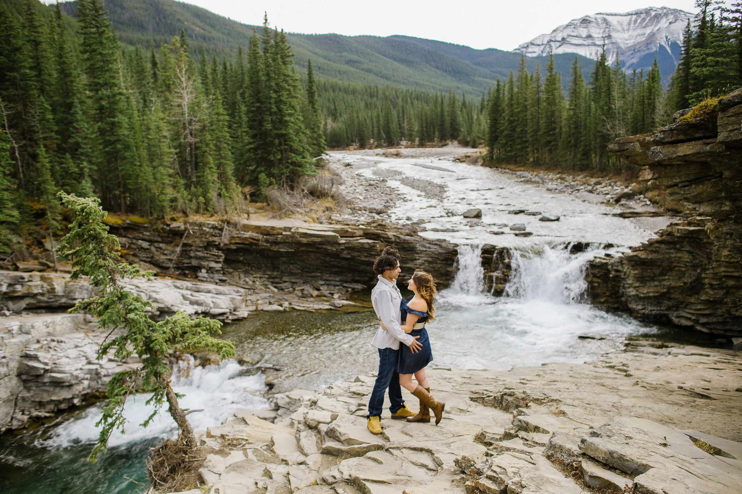 Ashley + Brett's Sheep River Falls Engagement Session