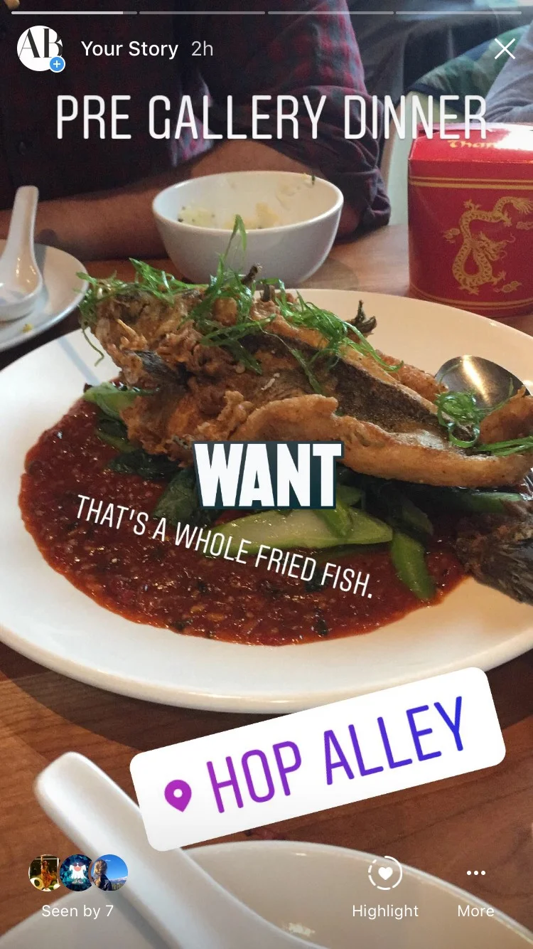 Pre Gallery dinner game was strong at Hop Alley!