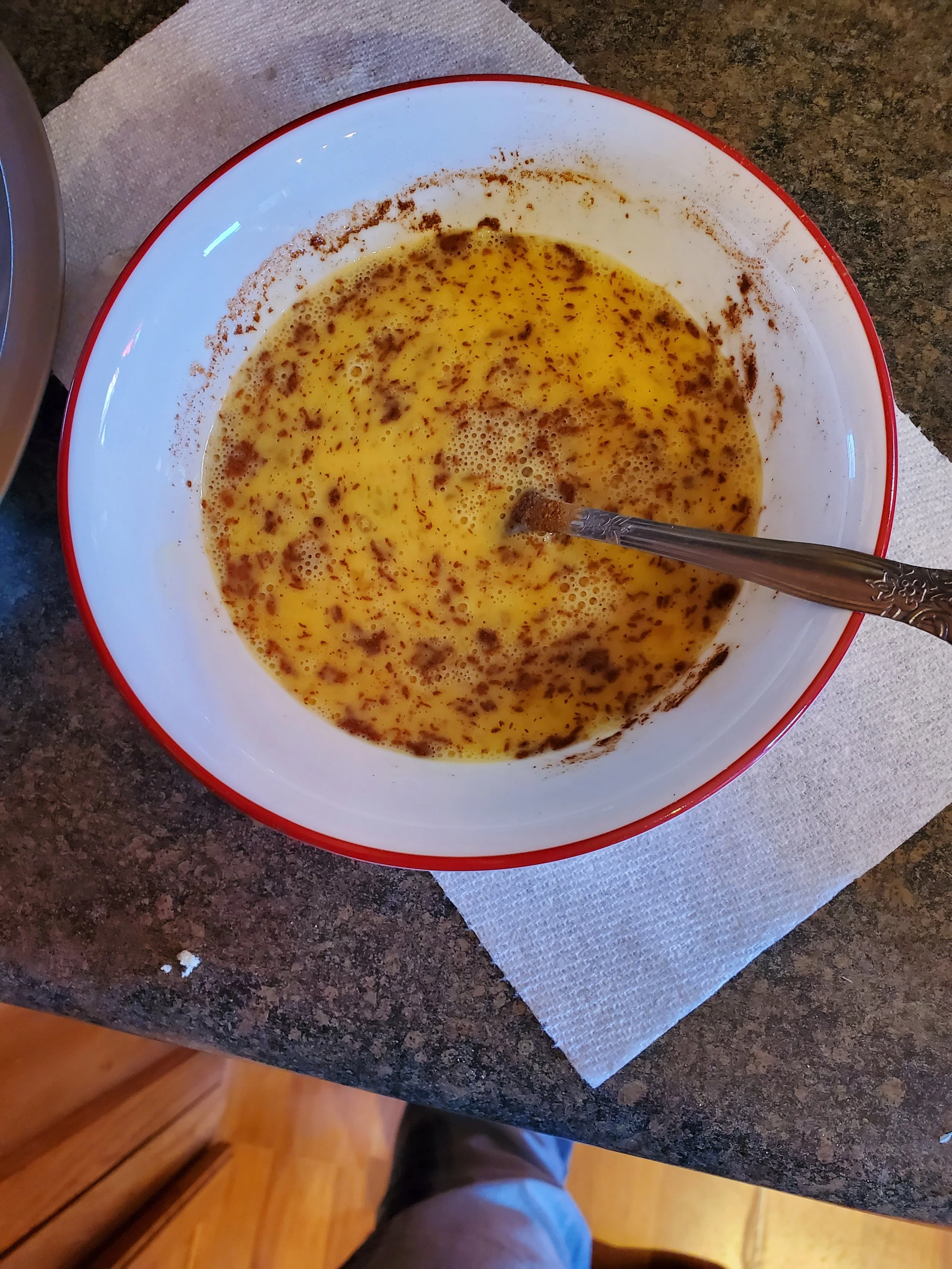  Yum Delicious eggy mix! The base to any good French toast.  