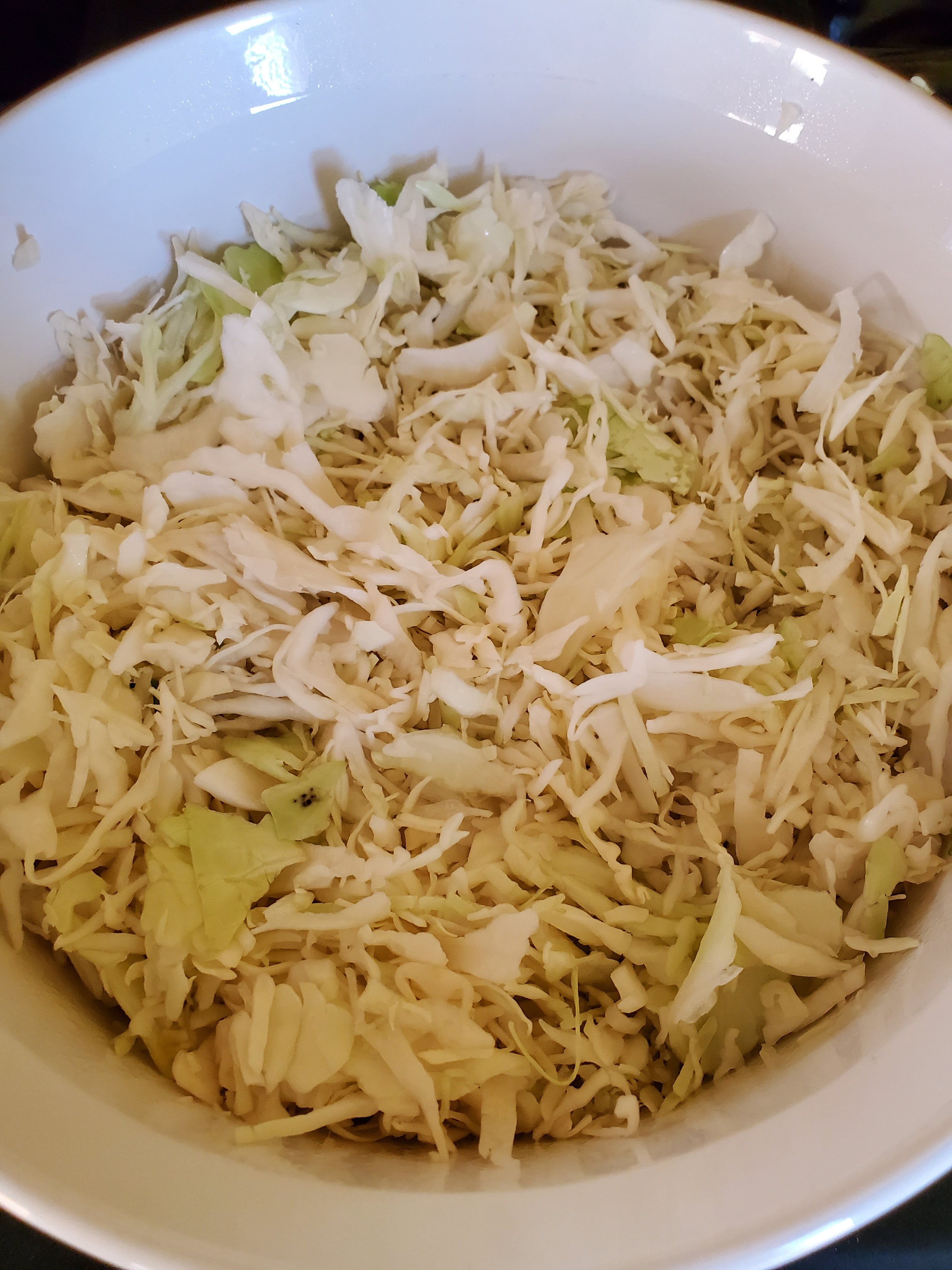 Tightly packed coleslaw for the base