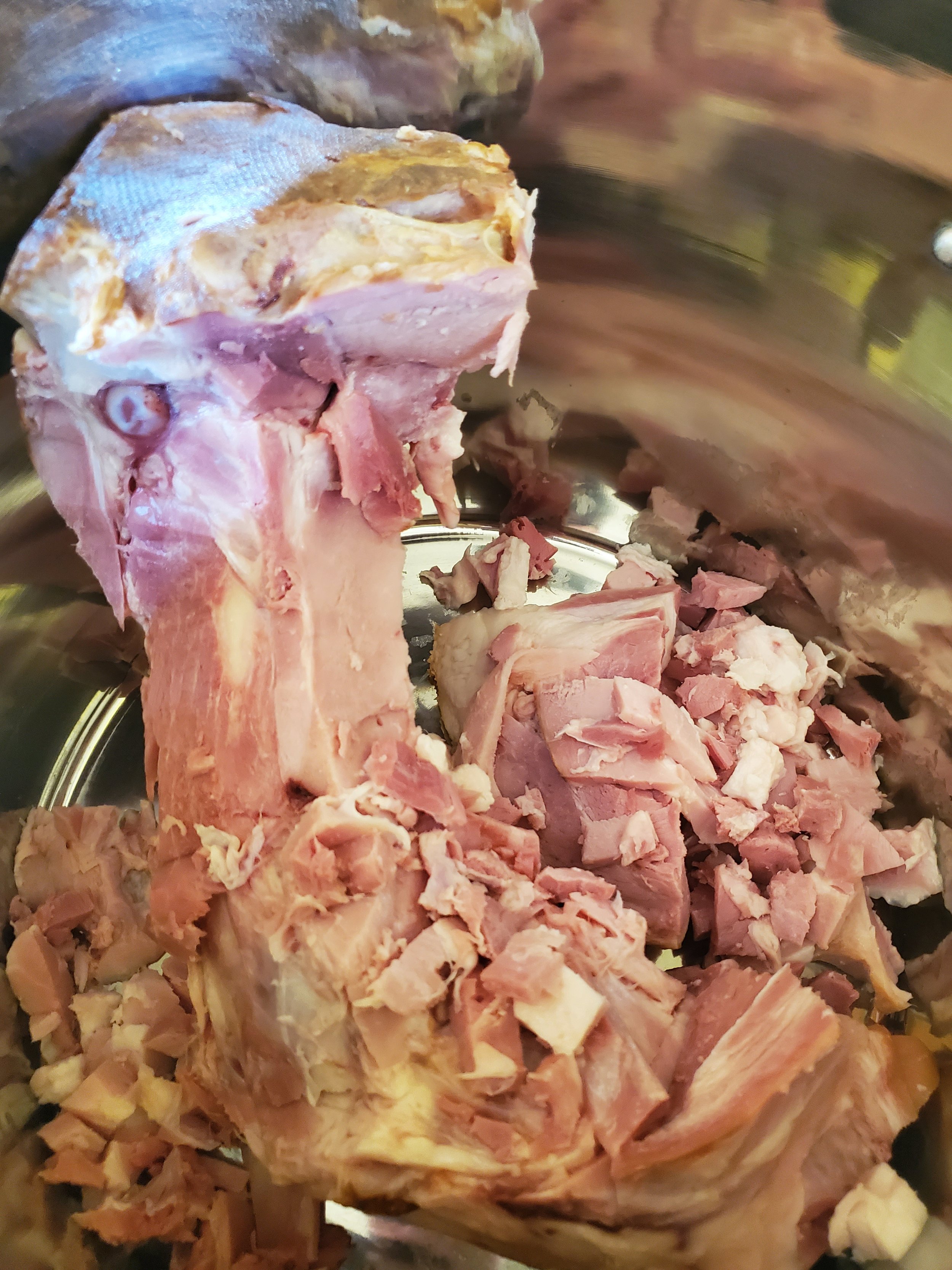 Toss all of your ham into the pot