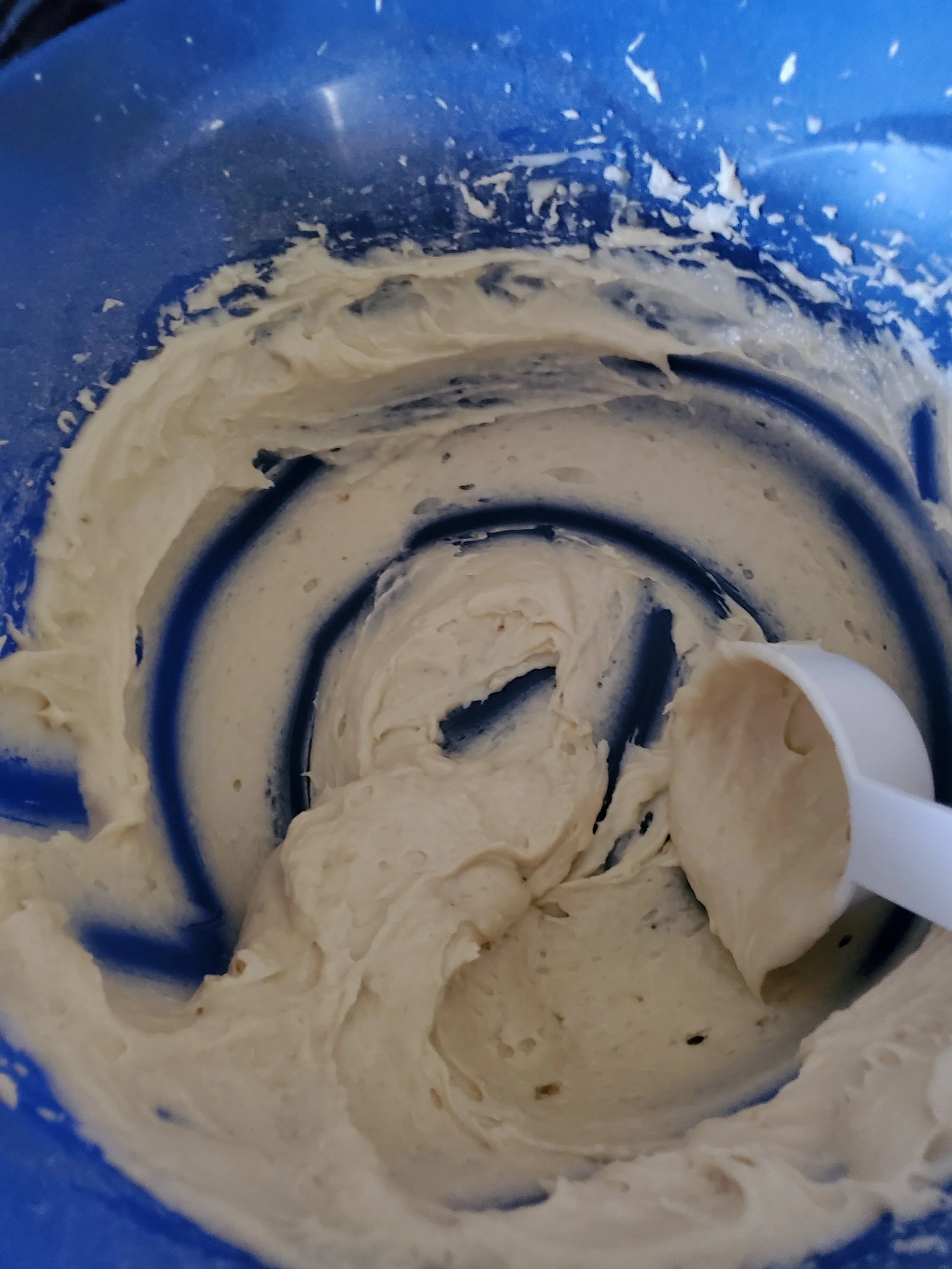  This is what the consistency and smoothness of your batter should look like by the end of things, although, we will point out, your bowl should be much more full than this. We forgot to grab a photo prior to filling up the muffin tins.  