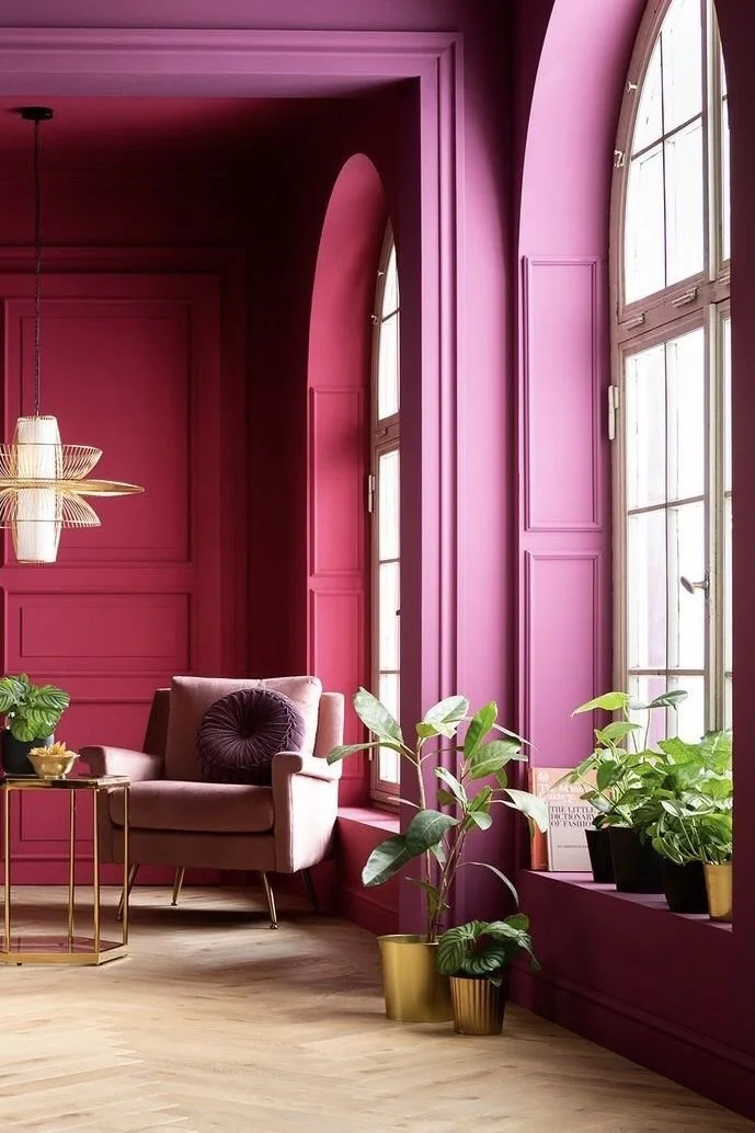  A final room that’s done in shades of magenta and gold but feels very sedate somehow.  If you get how this one works, let us know!  