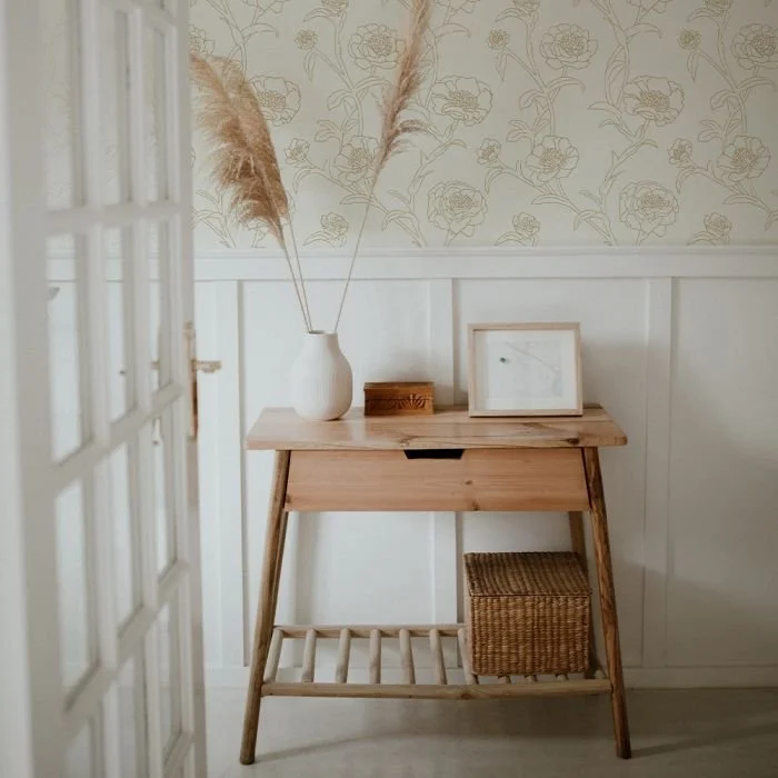  Image from Tempaper  Or you could cut apart this panel, and frame the different peonies to look like a gallery wall.  