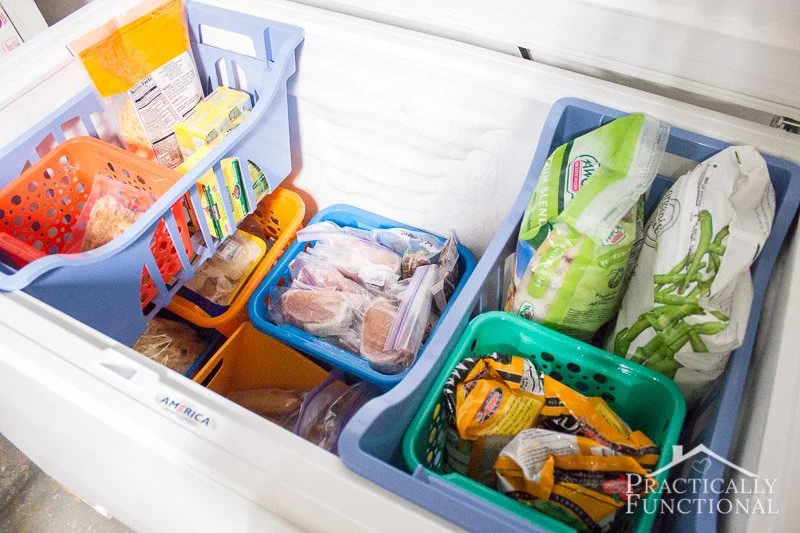  A chest freezer complete with subdivided drawers, photo belongs to Practically  Functional 