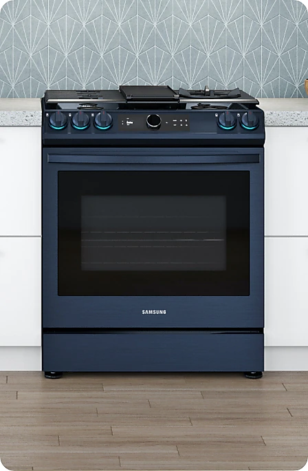  Navy Steel Finished Smart Range from Samsung, Image Courtesy of Samsung 