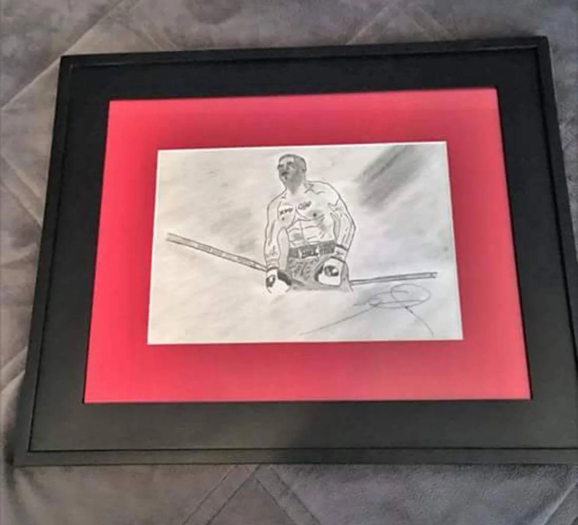 As part of his art therapy, James sketches. This is his rendition of the picture that inspired him.