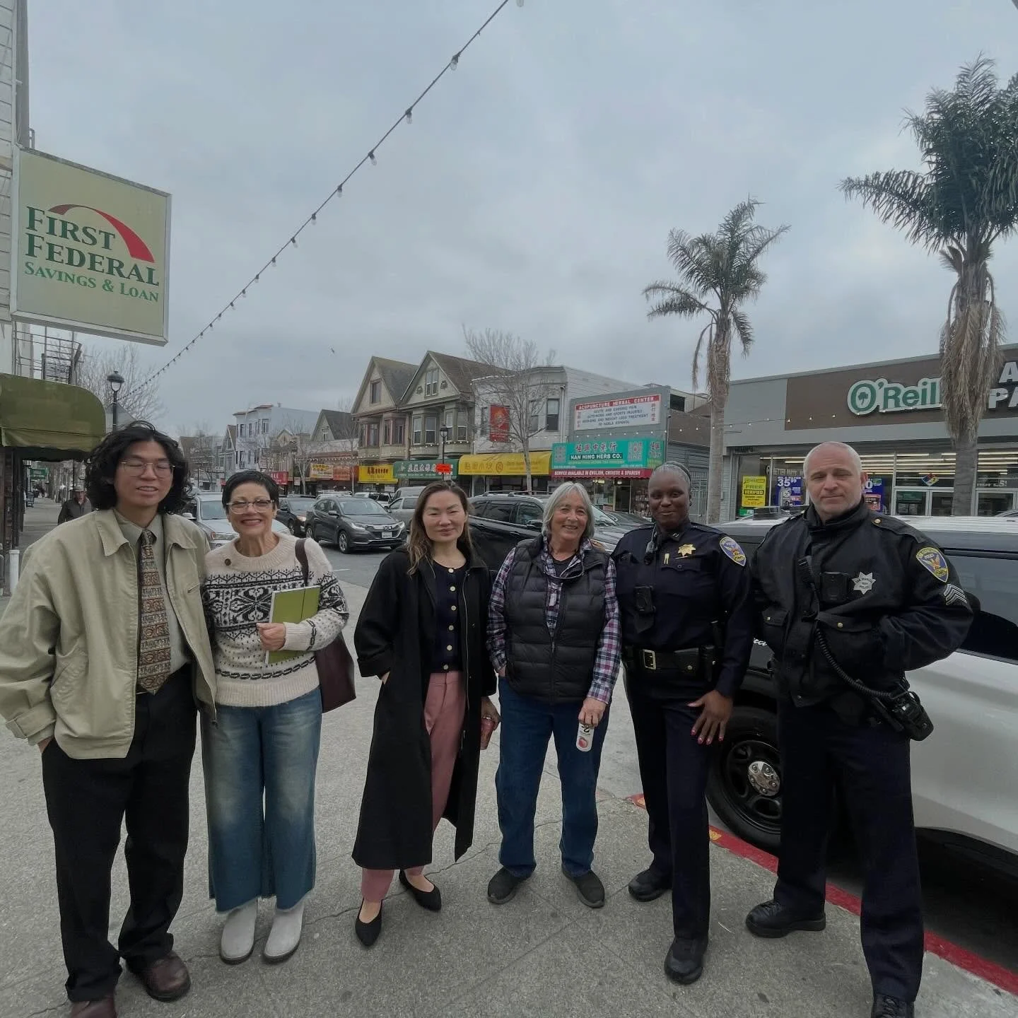 We had a great merchant walk with new Bayview Captain Bernadette Robinson on San Bruno Ave and Supervisor @jackiefielder_ &lsquo;s aide Feng Han. Merchants shared their safety concerns and Captain Robinson gave them information on what to do when inc