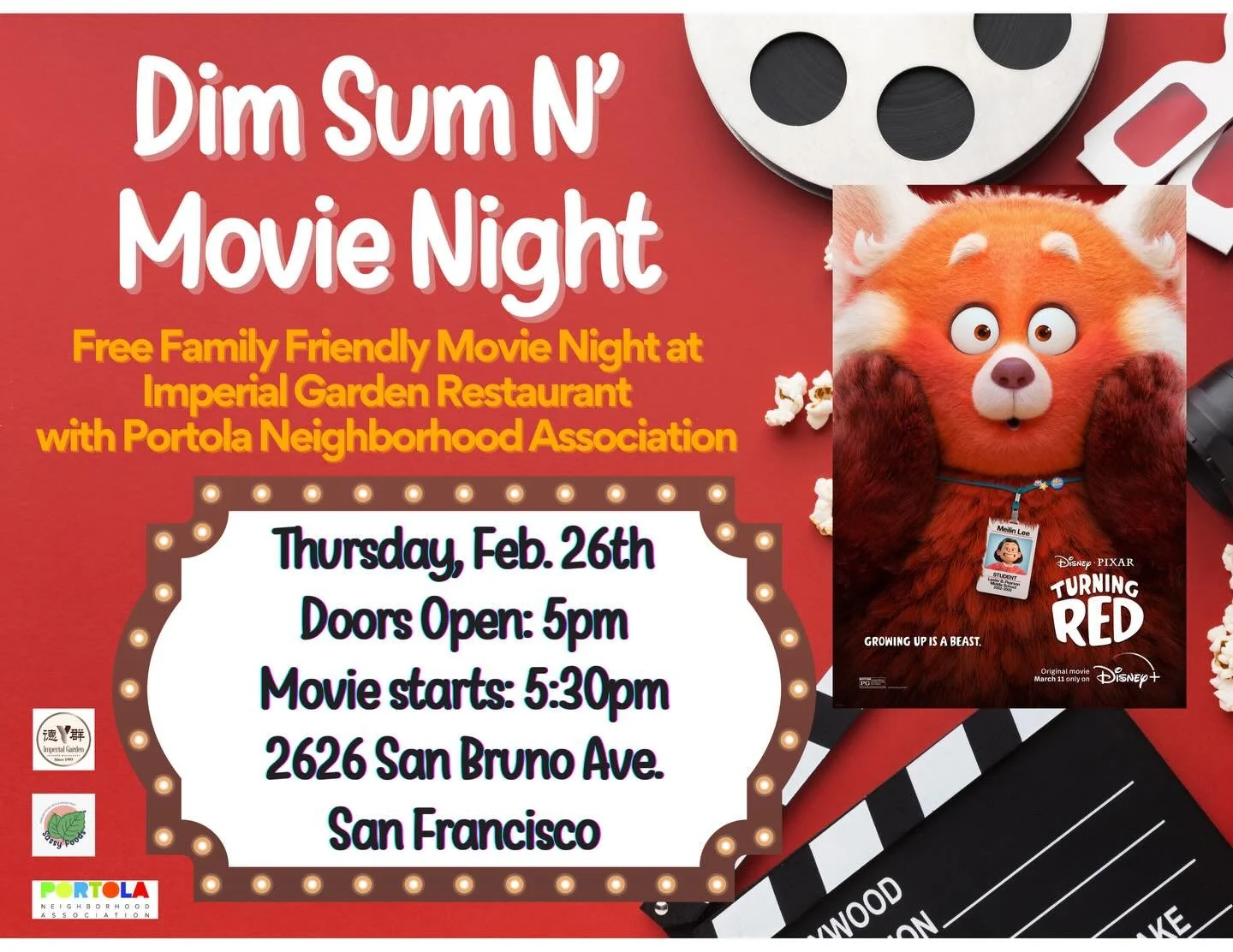 Join @imperialgardensf @eatsassyfoods for a cozy evening with dim sum and a movie at Imperial Garden SF, located in the Portola District, San Francisco.
Imperial Garden will be hosting Dim Sum N&rsquo; Movie Night &mdash; an evening of handcrafted di