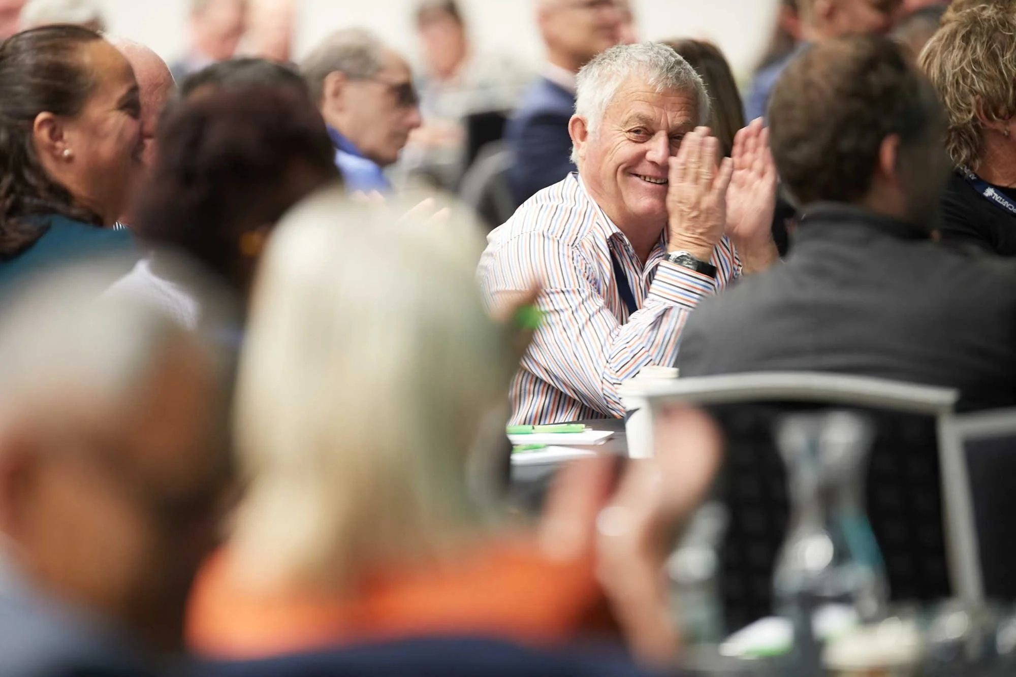 Conference delegates talking