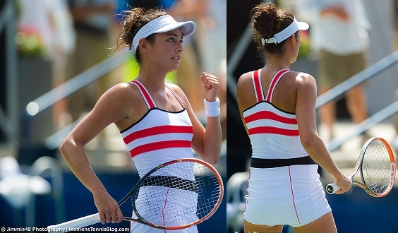 French player, Alize Lim, represents Parisian style well with styles from clothing sponsor Le Coq Sportif. I have to say I think this look was absolute favorite.