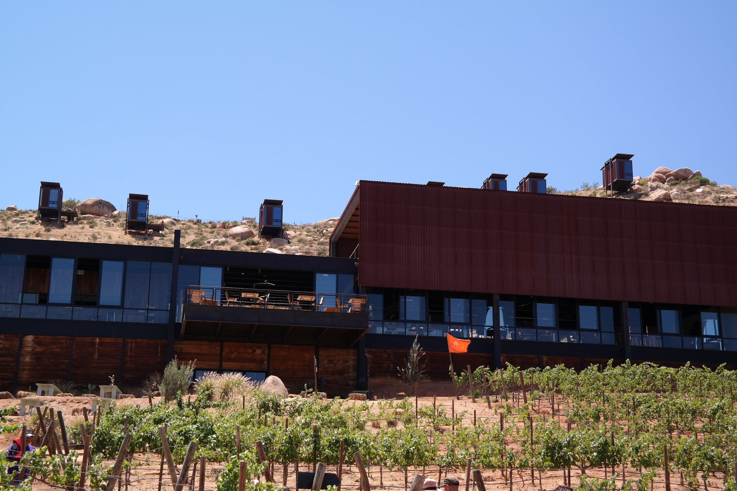 Encuentro Guadalupe winery, restaurant, and eco villas above 