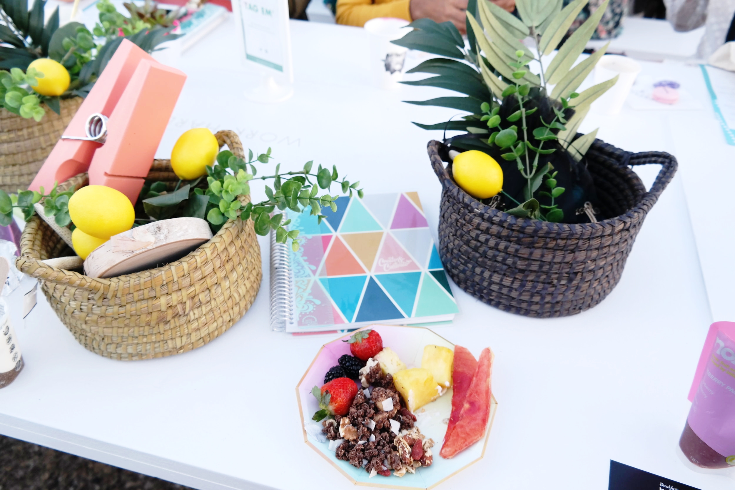 Superfood granola breakfast from Sakara Life and fresh fruit and accompaniments sponsored by BeBe . 