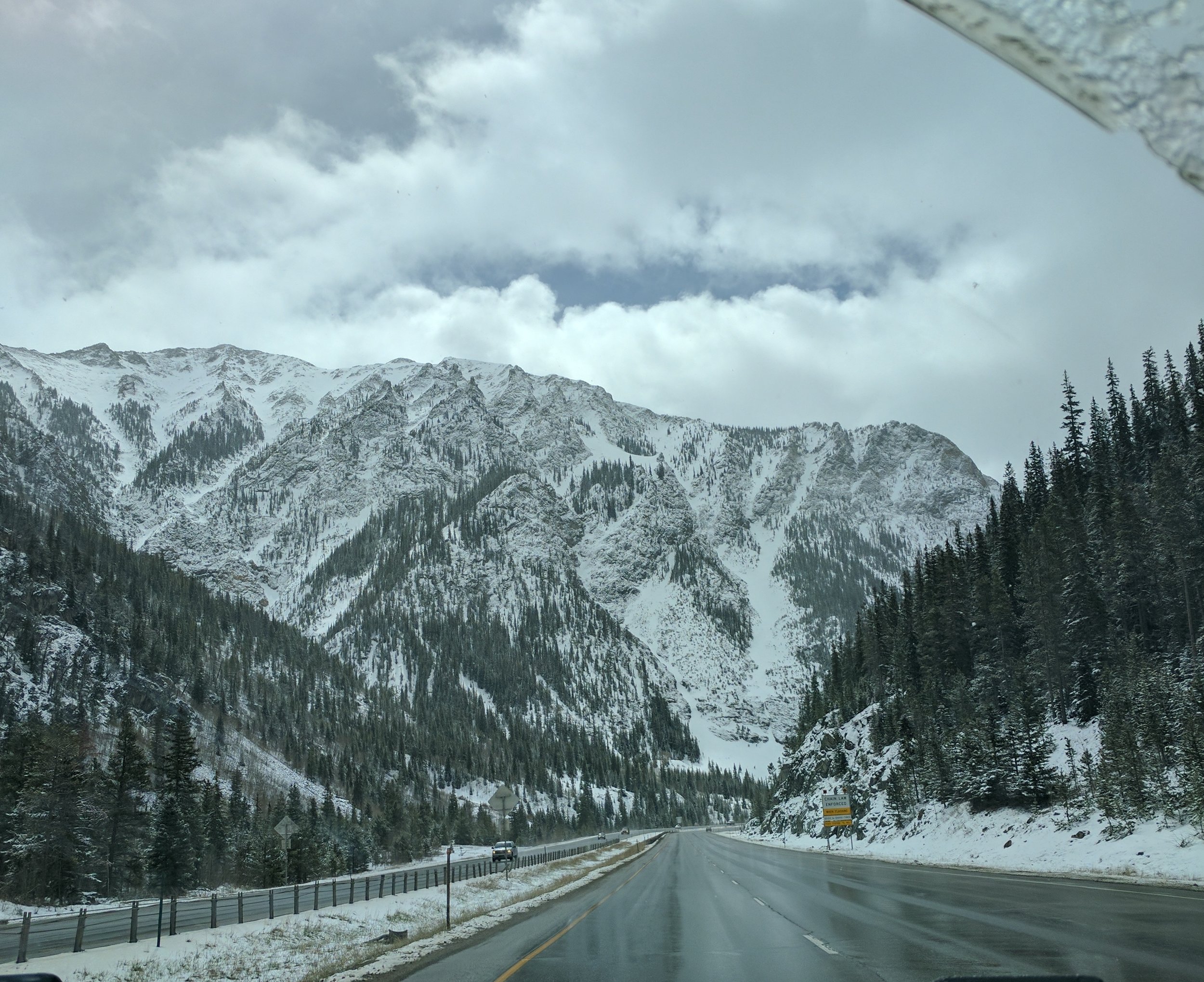 The mountain drive can be snow covered through the spring