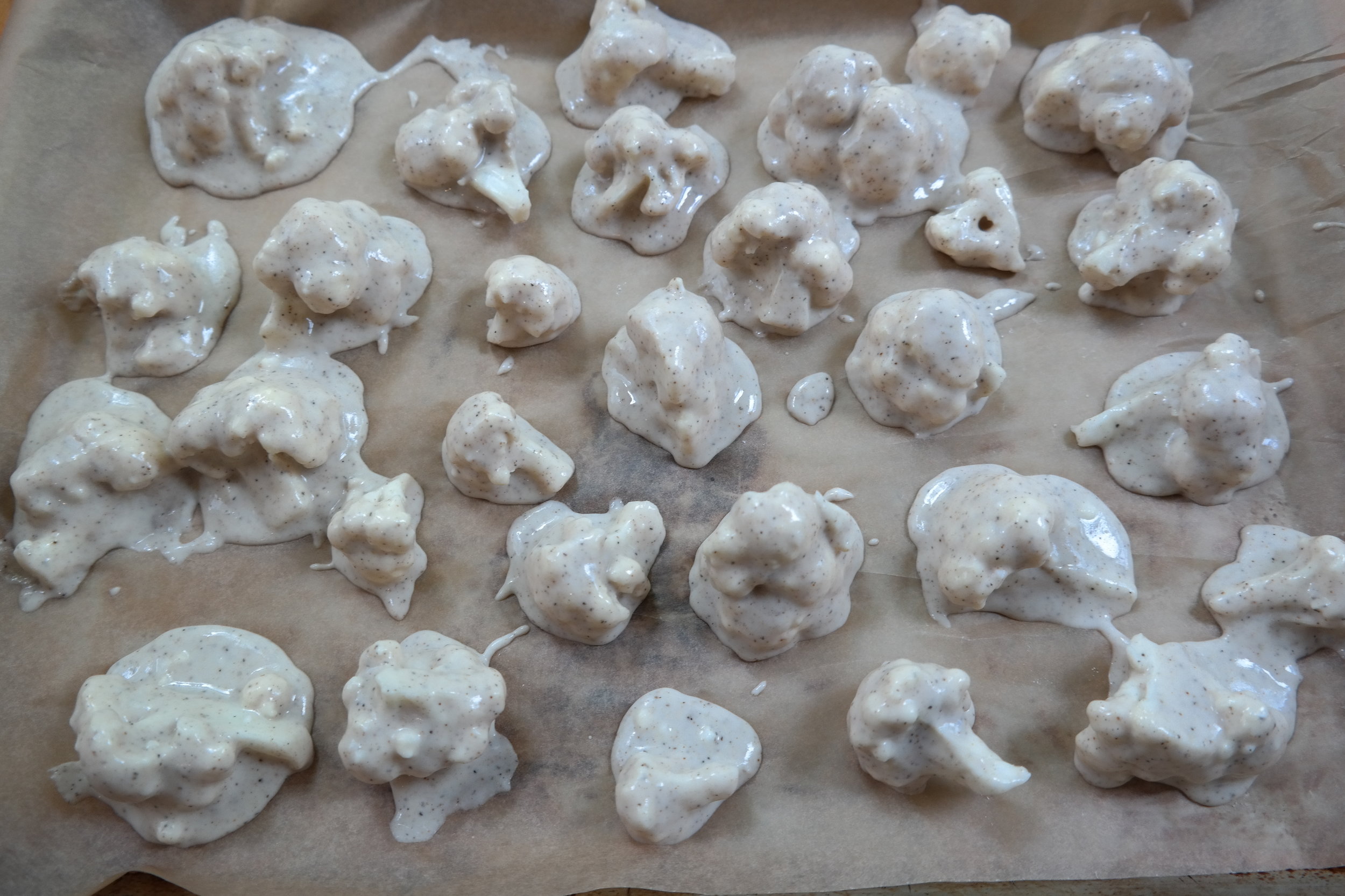 Place the cauliflower on parchment paper for easy cleanup 