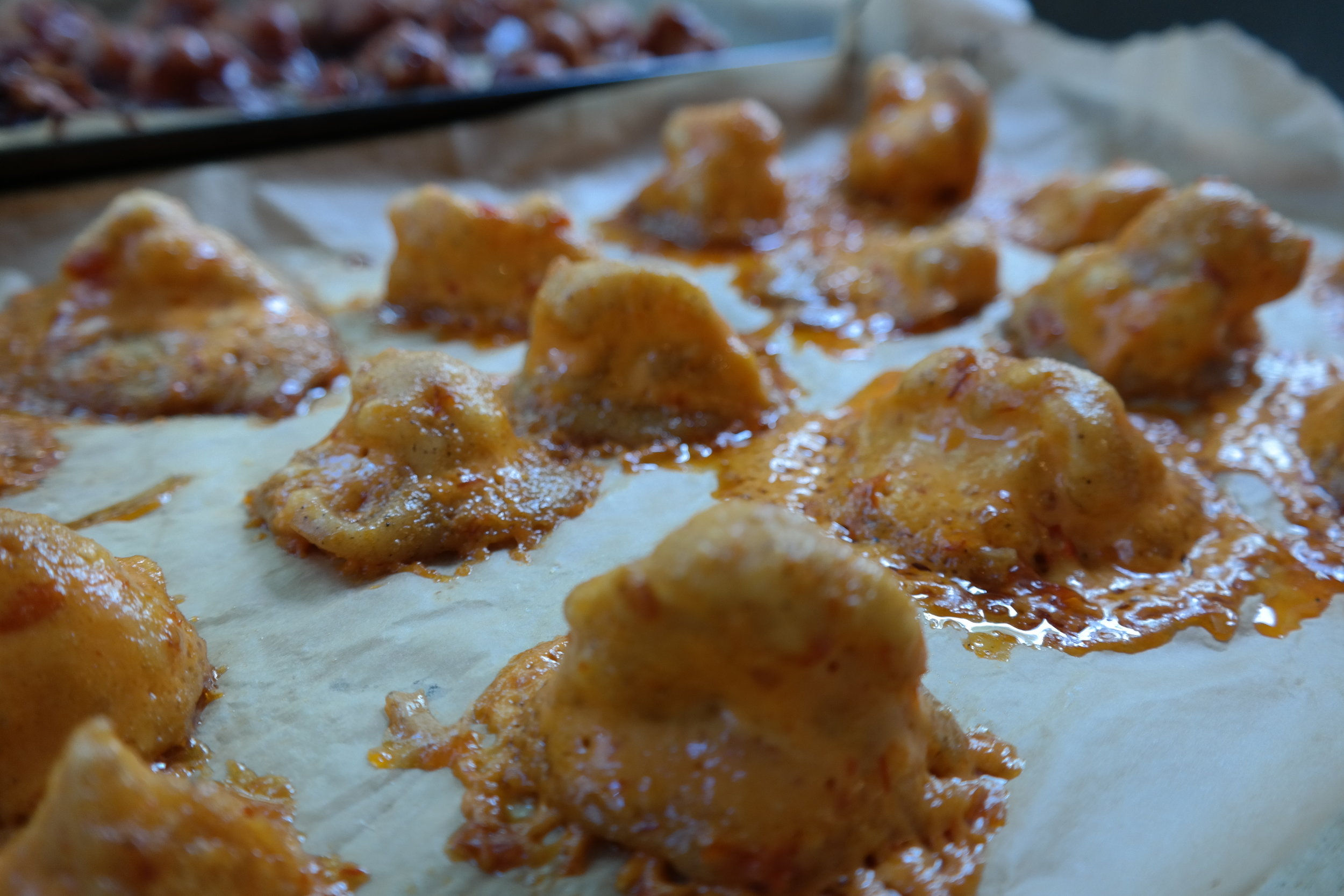 Cauliflower bites hot out of the oven 