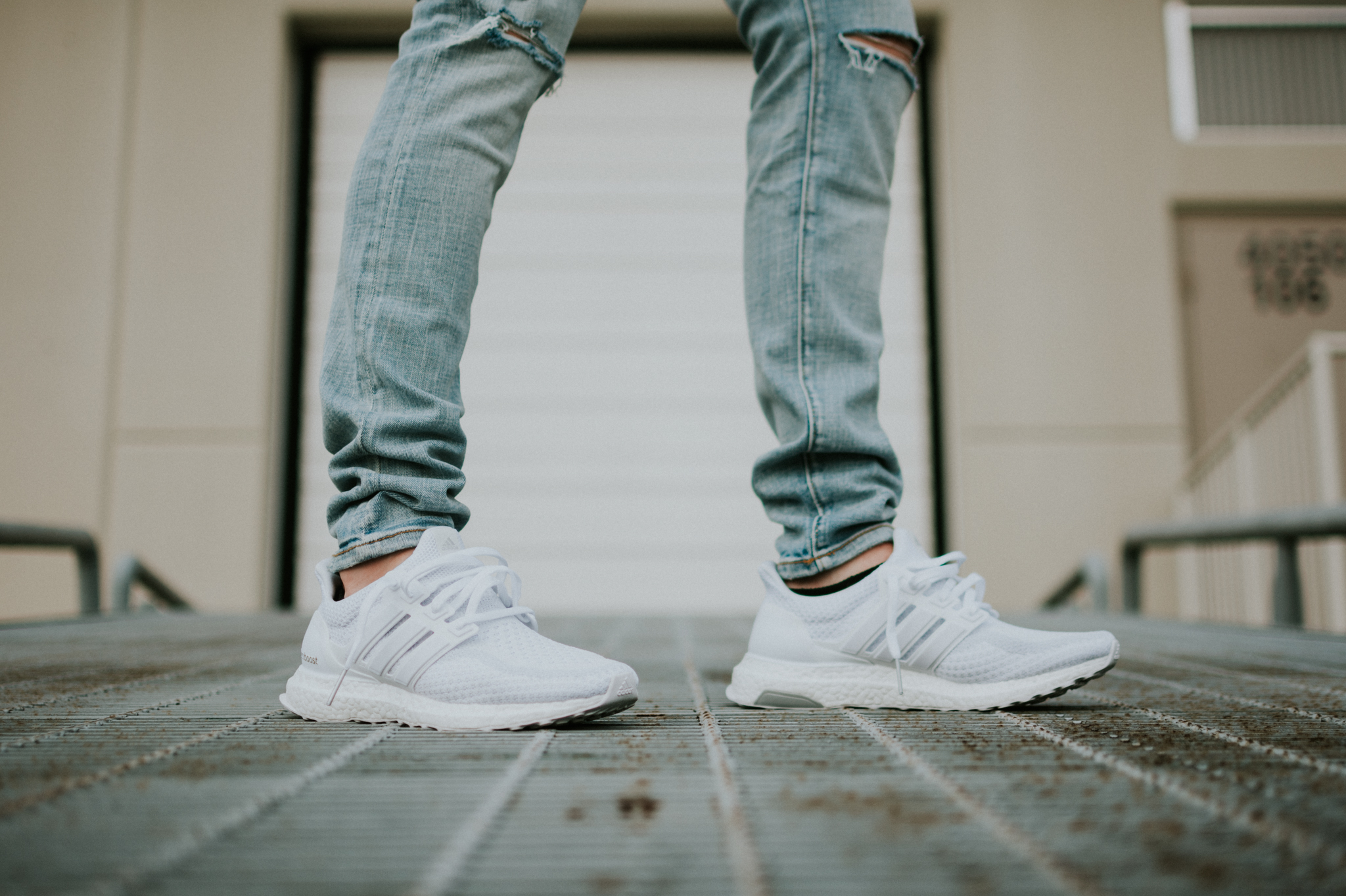 adidas ultra boost white with jeans