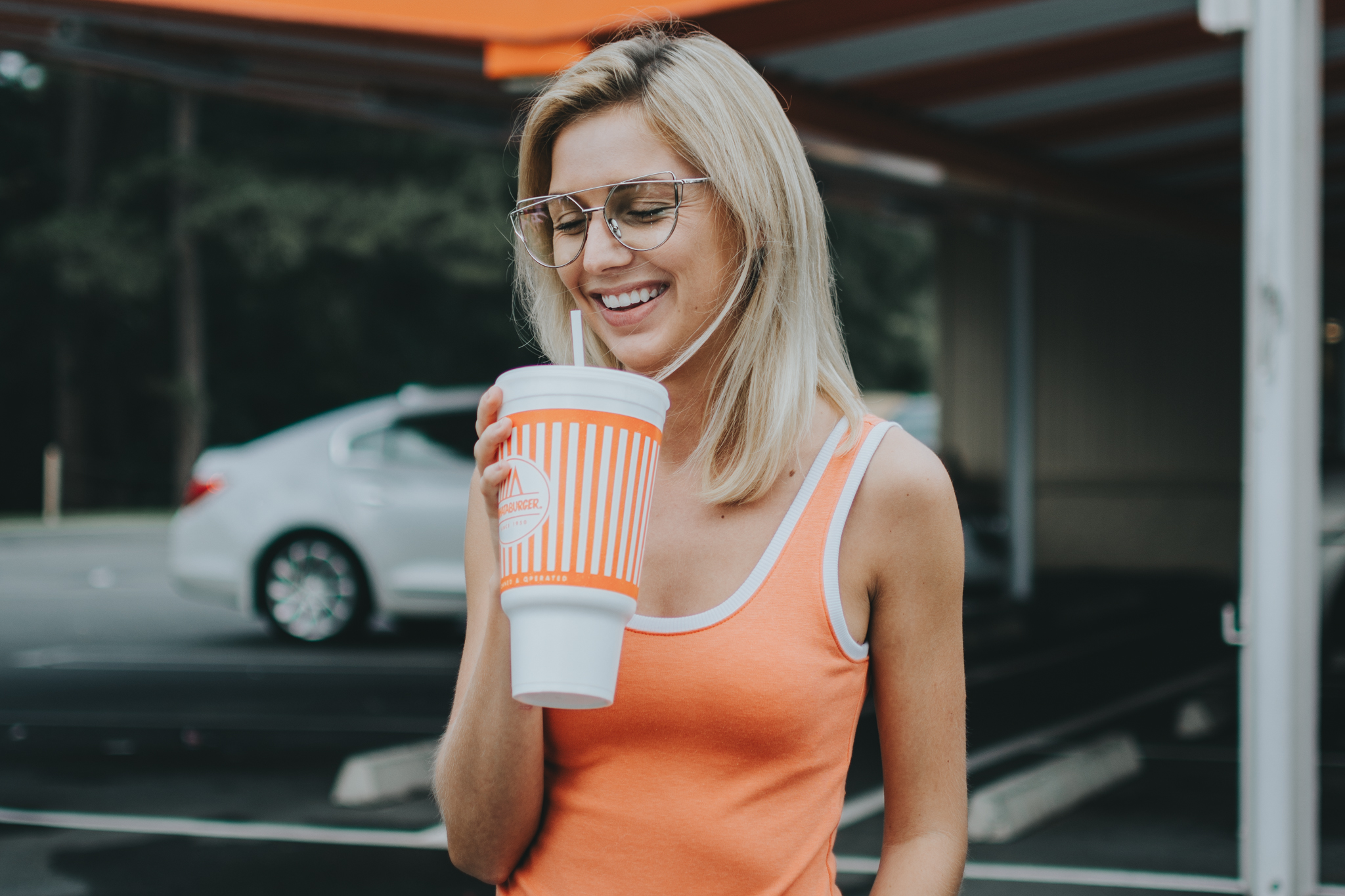 A portrait of Amanda at Whataburger