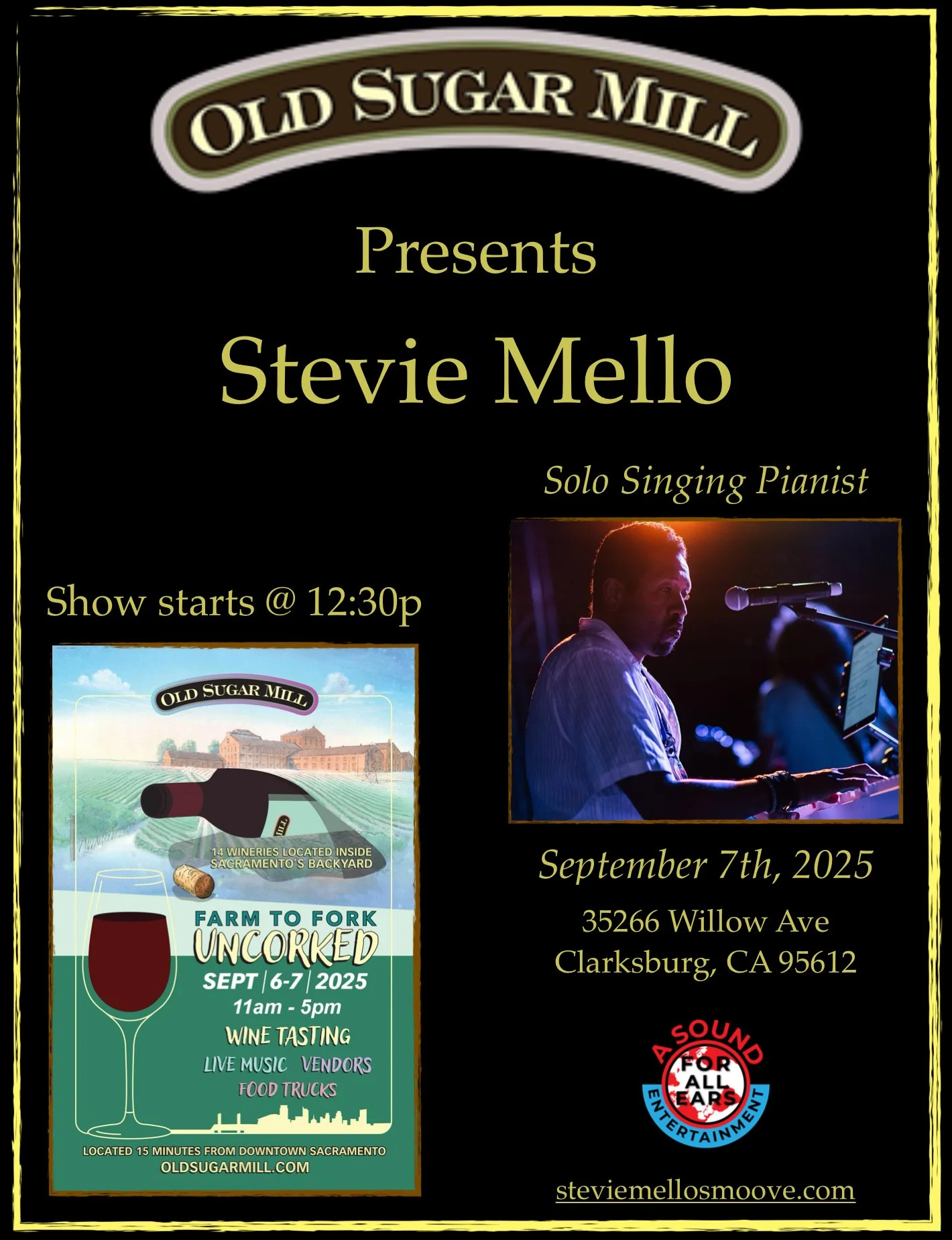 Stevie a Mello @ Old Sugar Mill Farm to Fork Uncorked Event