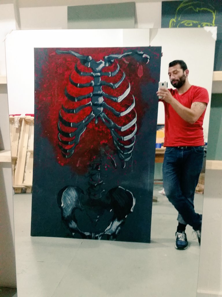  Me next to the finished piece for an idea of scale. 