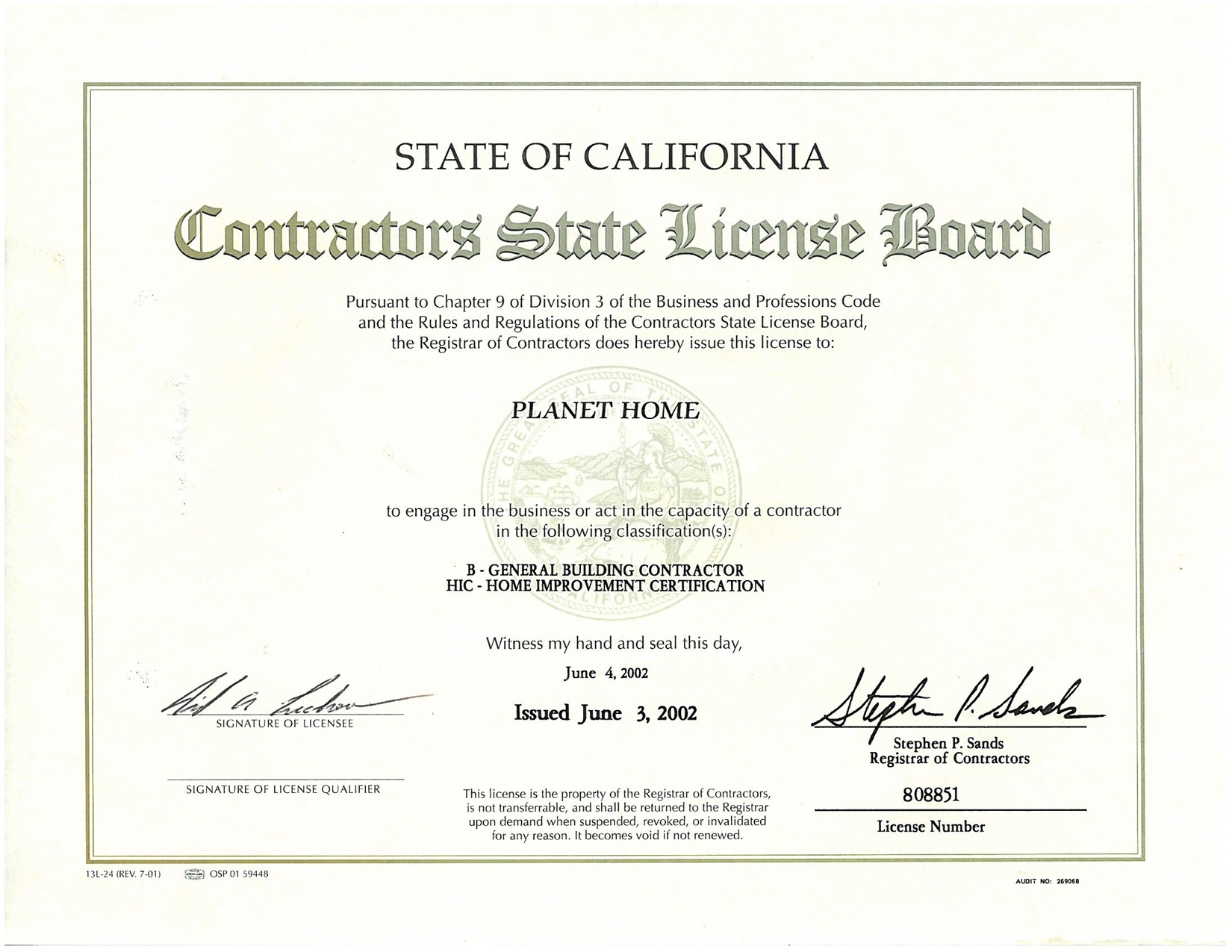  Additional license classification being added soon...