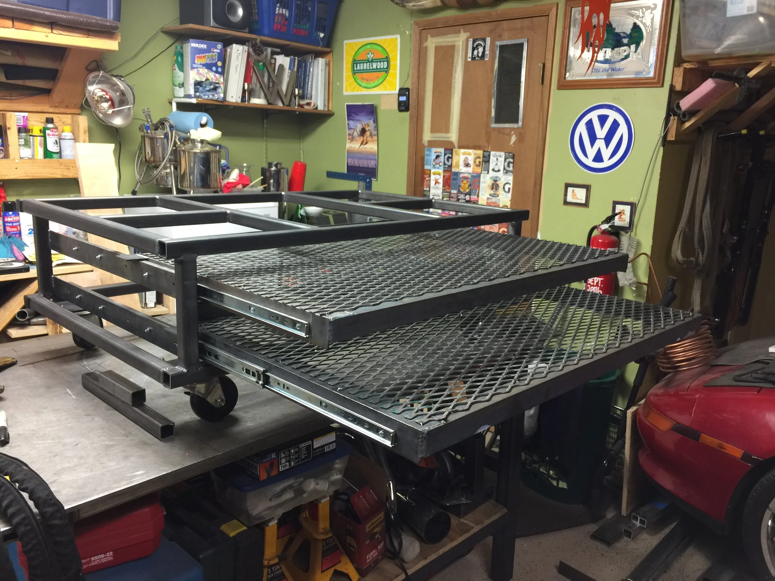 kiln stand w/pullout shelves