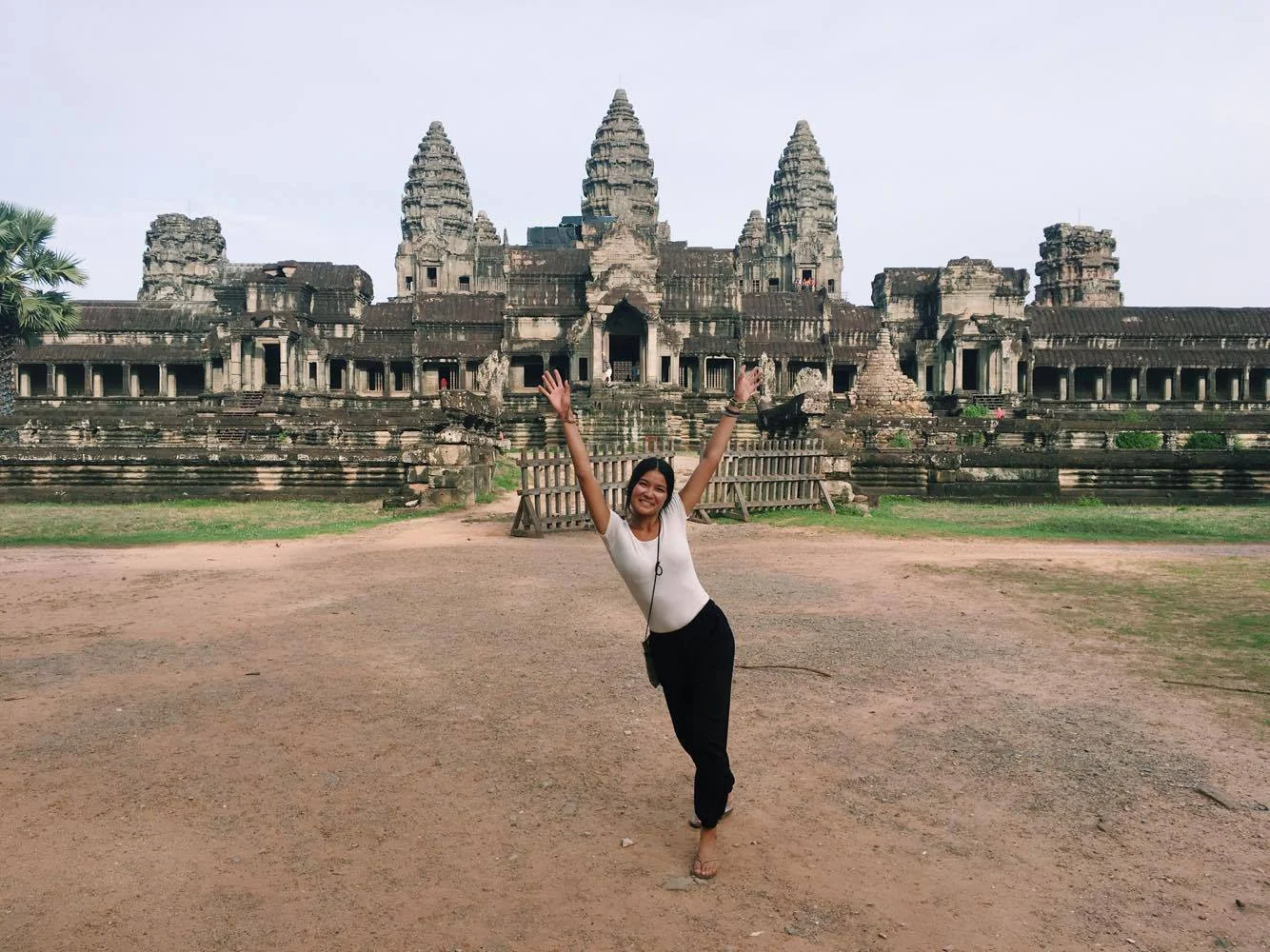This is me solo backpacking in Cambodia in 2016. I found a secret less-crowded spot on the back of of Angkor Wat, which is the largest religious monument in the world.