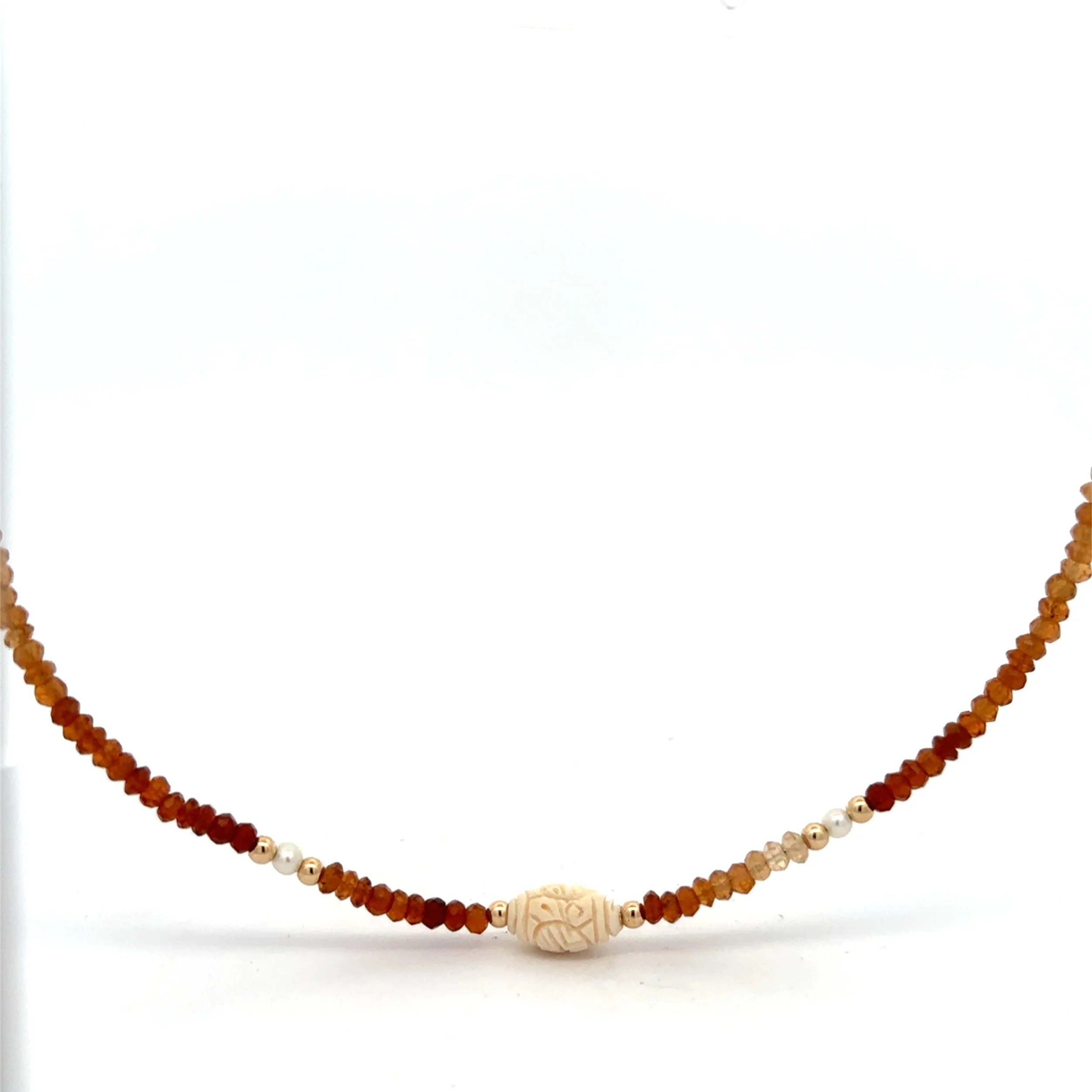 Citrine, Freshwater pearl, GF bead necklace
