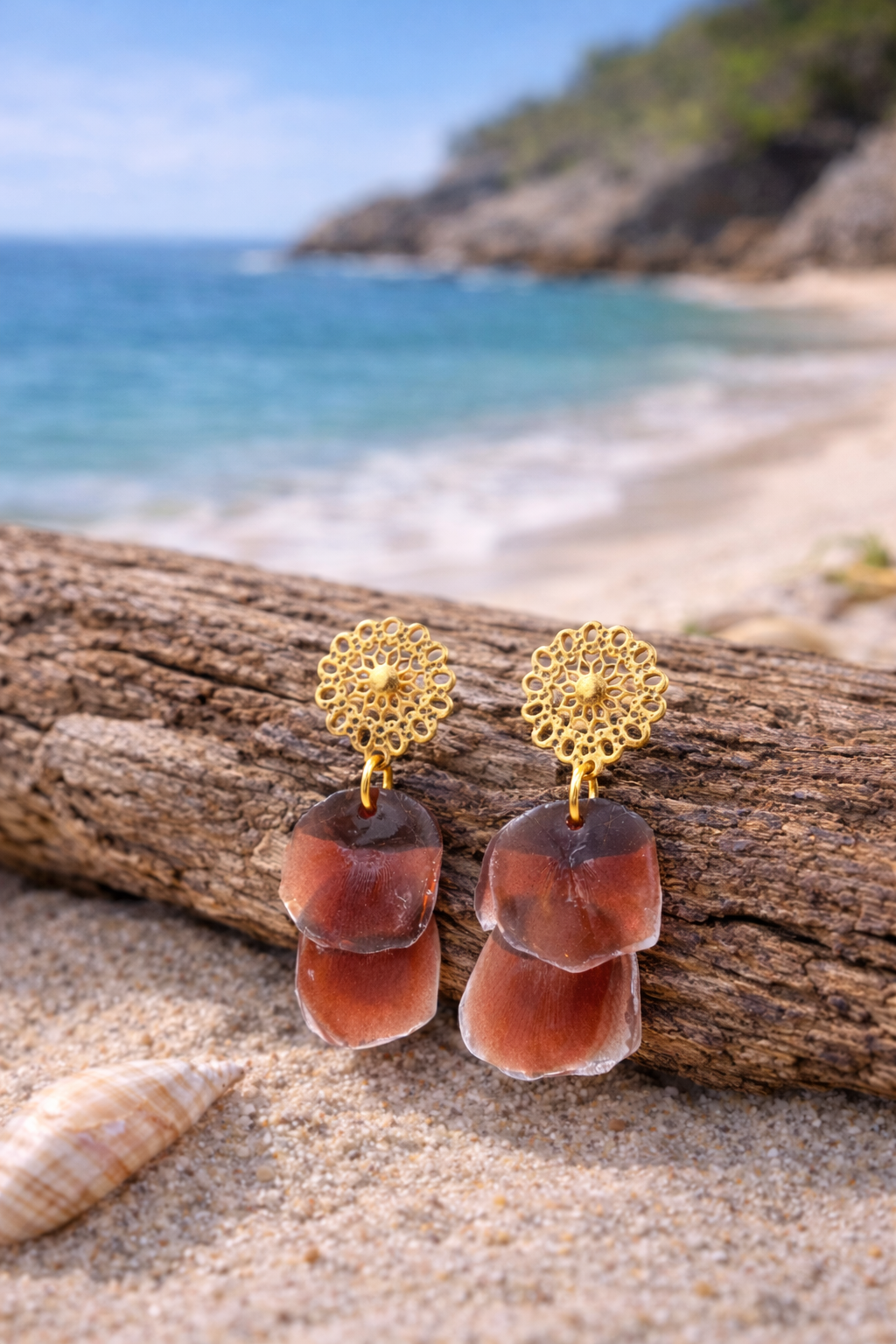 Sunset Natural Fish Scale Earrings