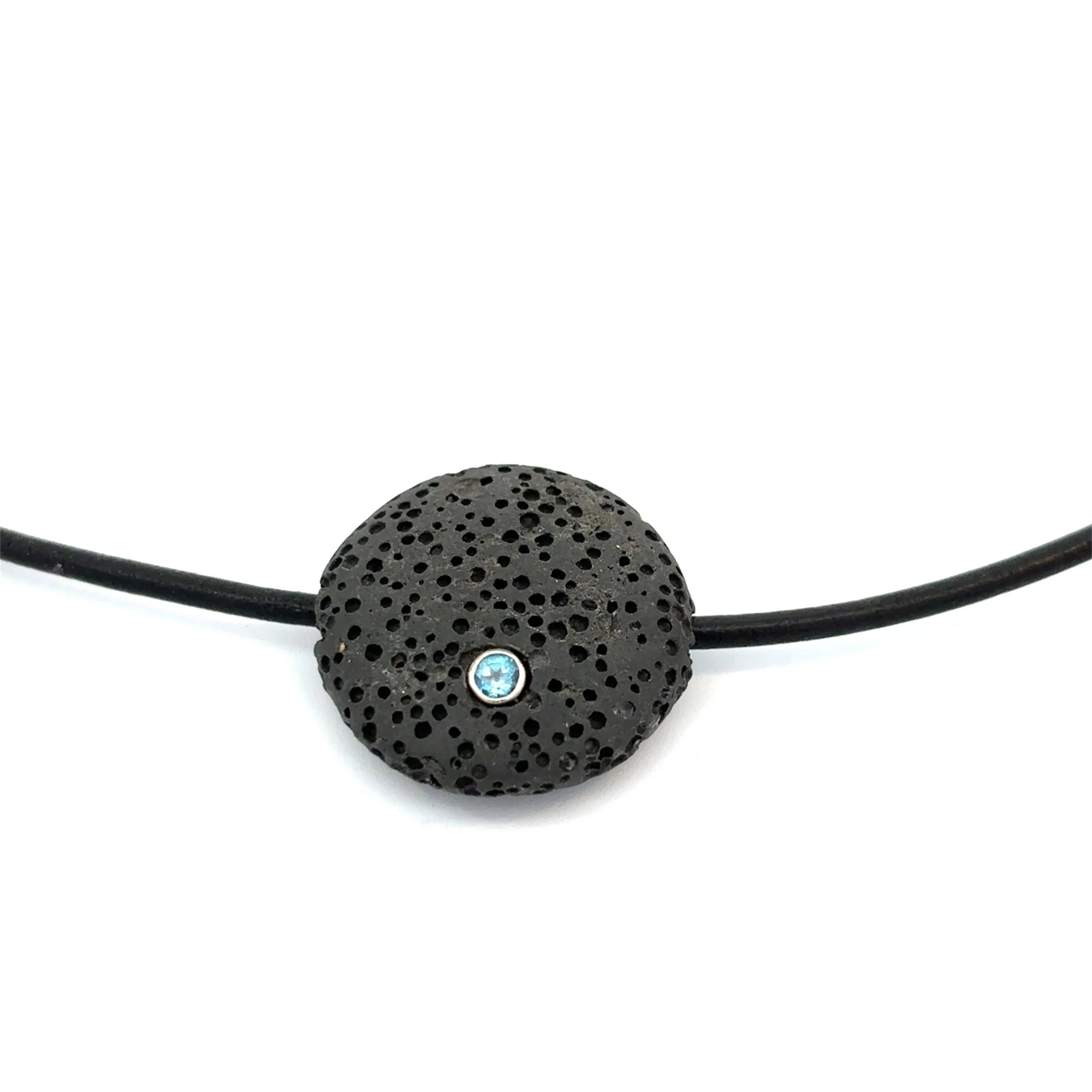 Blue Topaz & Lava Pendant