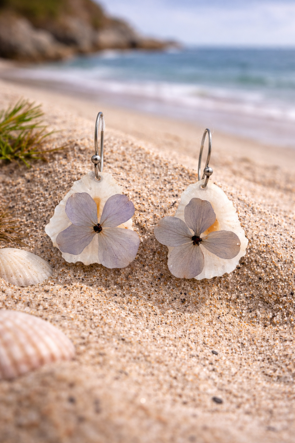Seashell & Hydrangea Earrings