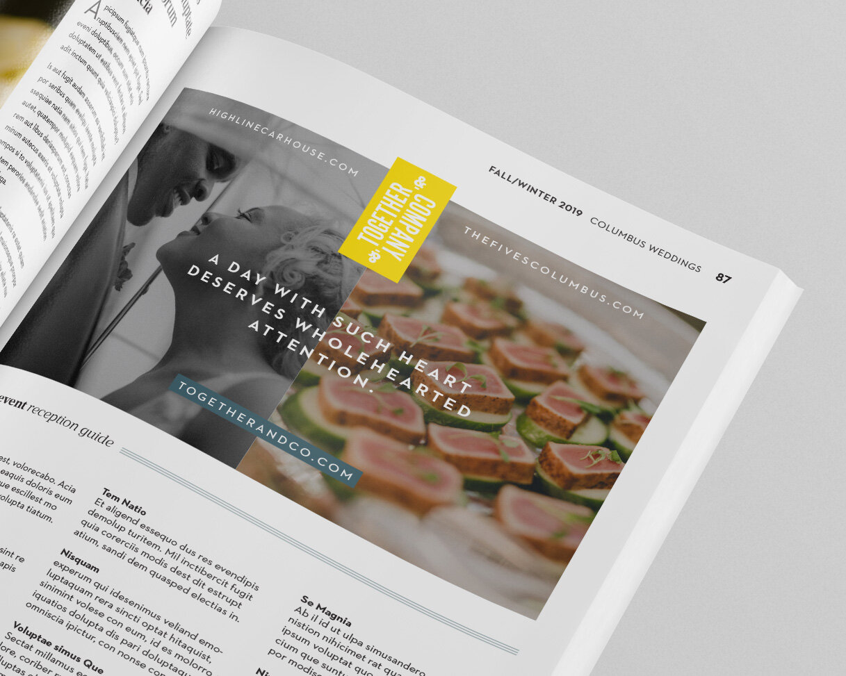 Half-page ad for Together &amp; Company / Columbus Weddings / Fall Winter 2019