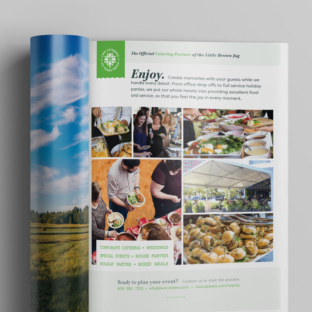 Full-page ad for Together &amp; Company (formerly named Two Caterers) / Little Brown Jug Harness Race Program / 2017