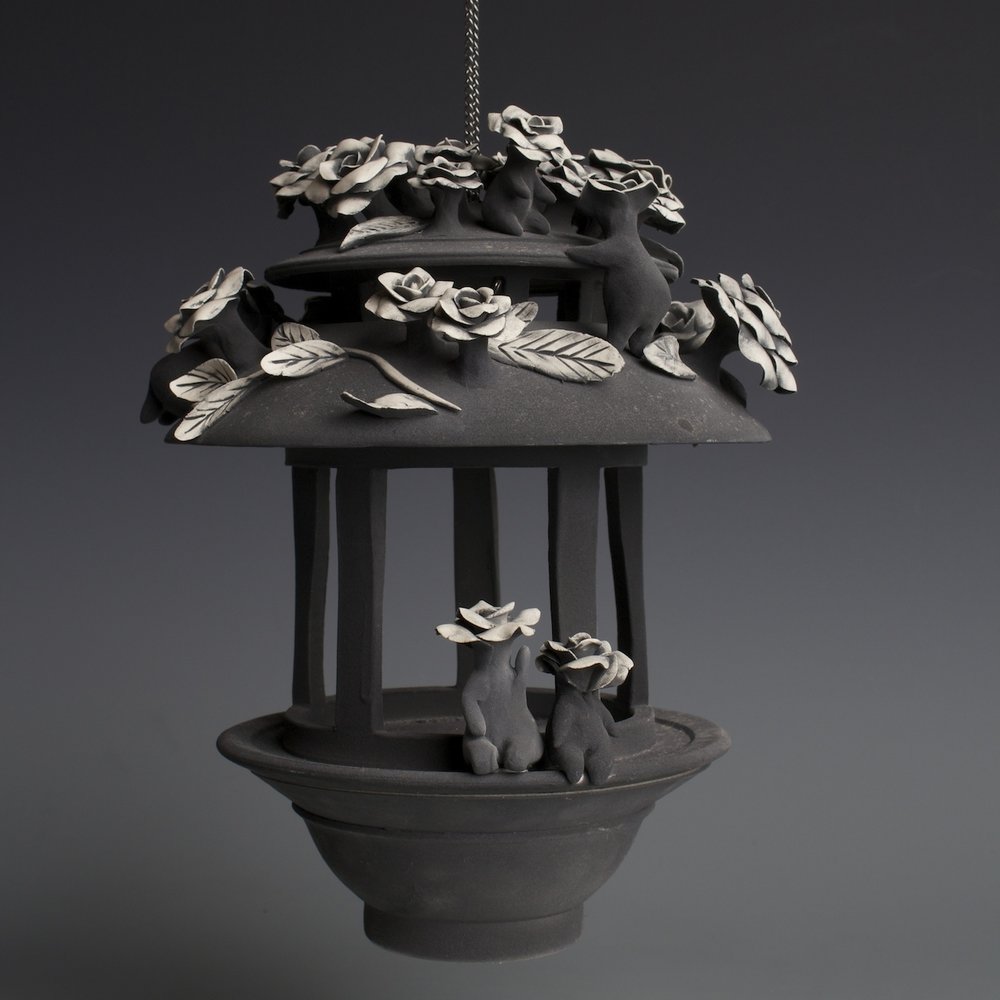  Ceramic lantern made by Shannon Webb. 