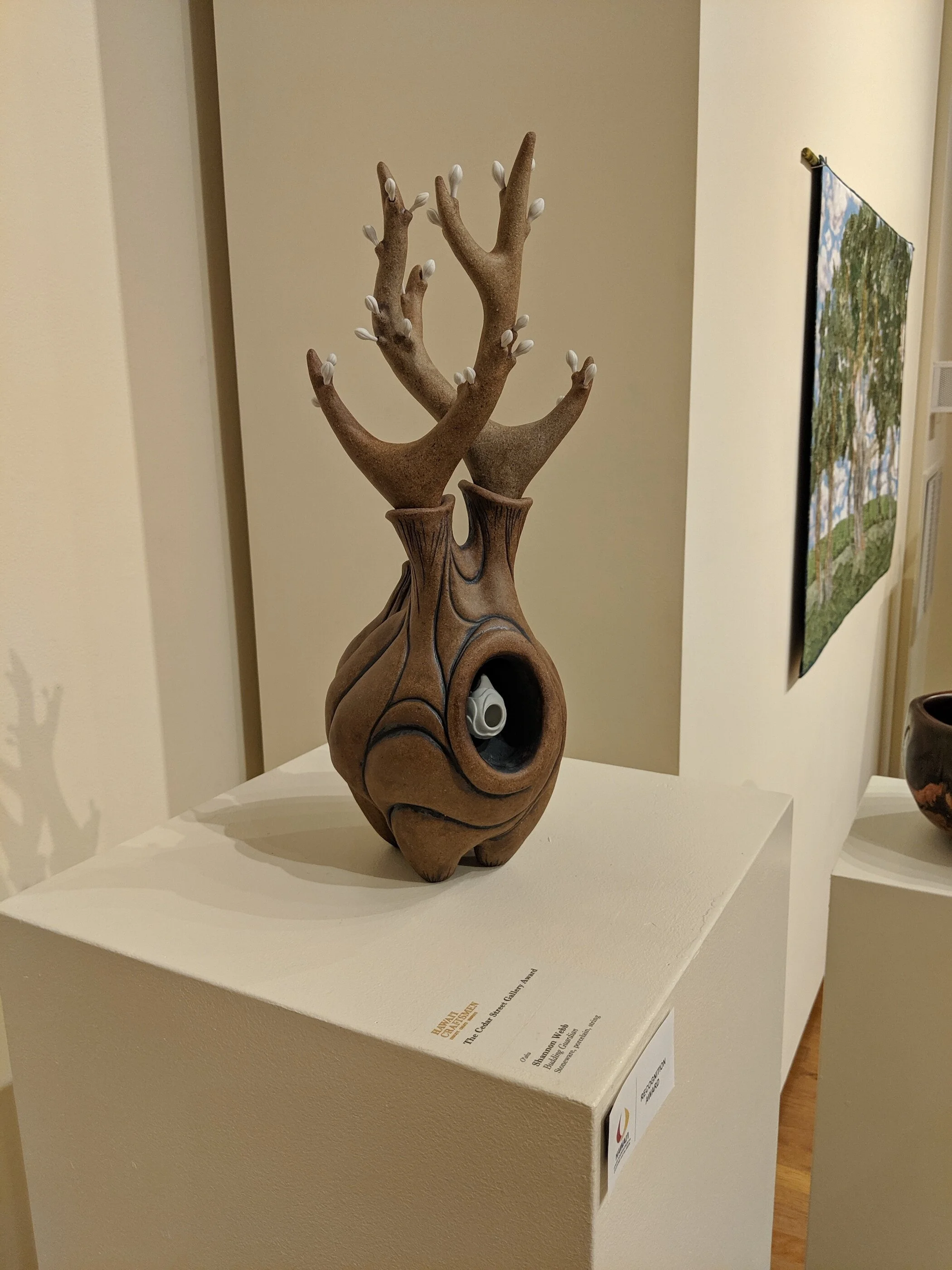 Budding Guardian received The Cedar Street Gallery Award and was purchased by the Hawai‘i State Foundation on Culture and the Arts.