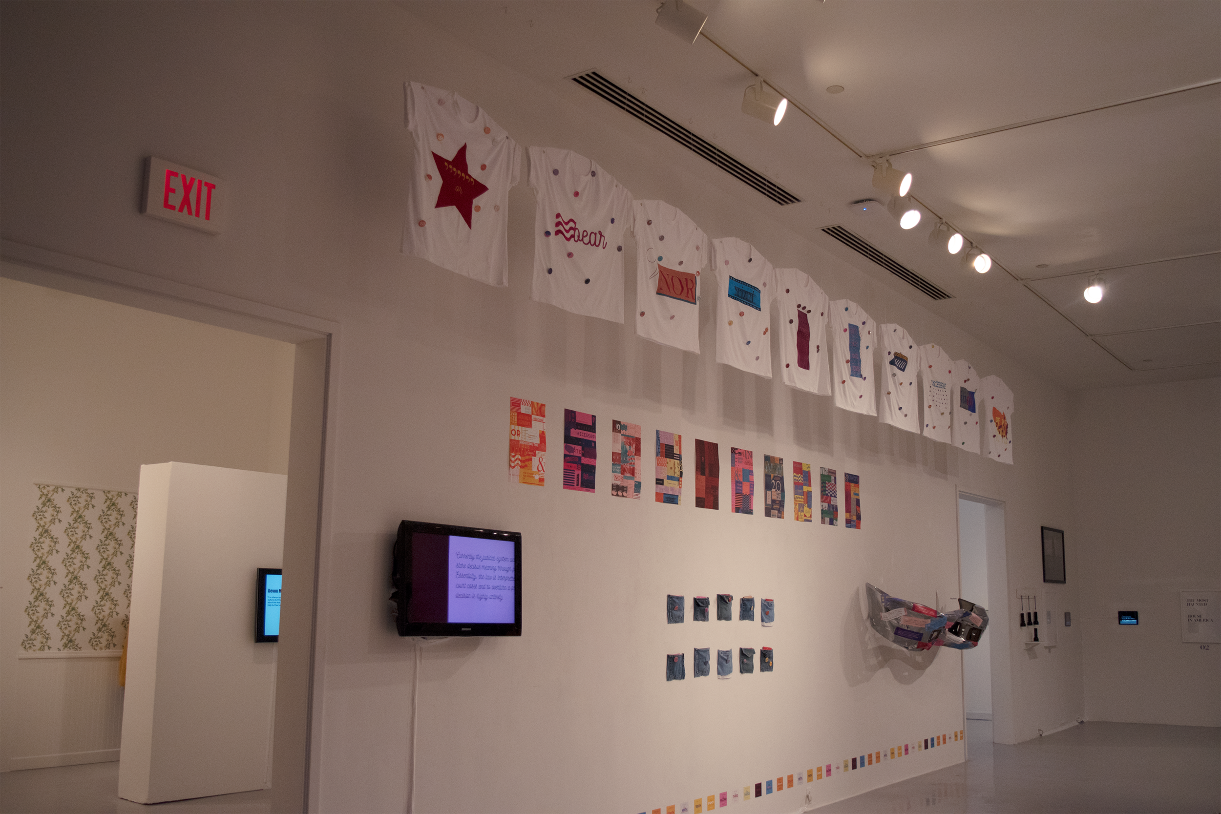  The installation included posters, t-shirts, pins, stickers, zines, and a video. 
