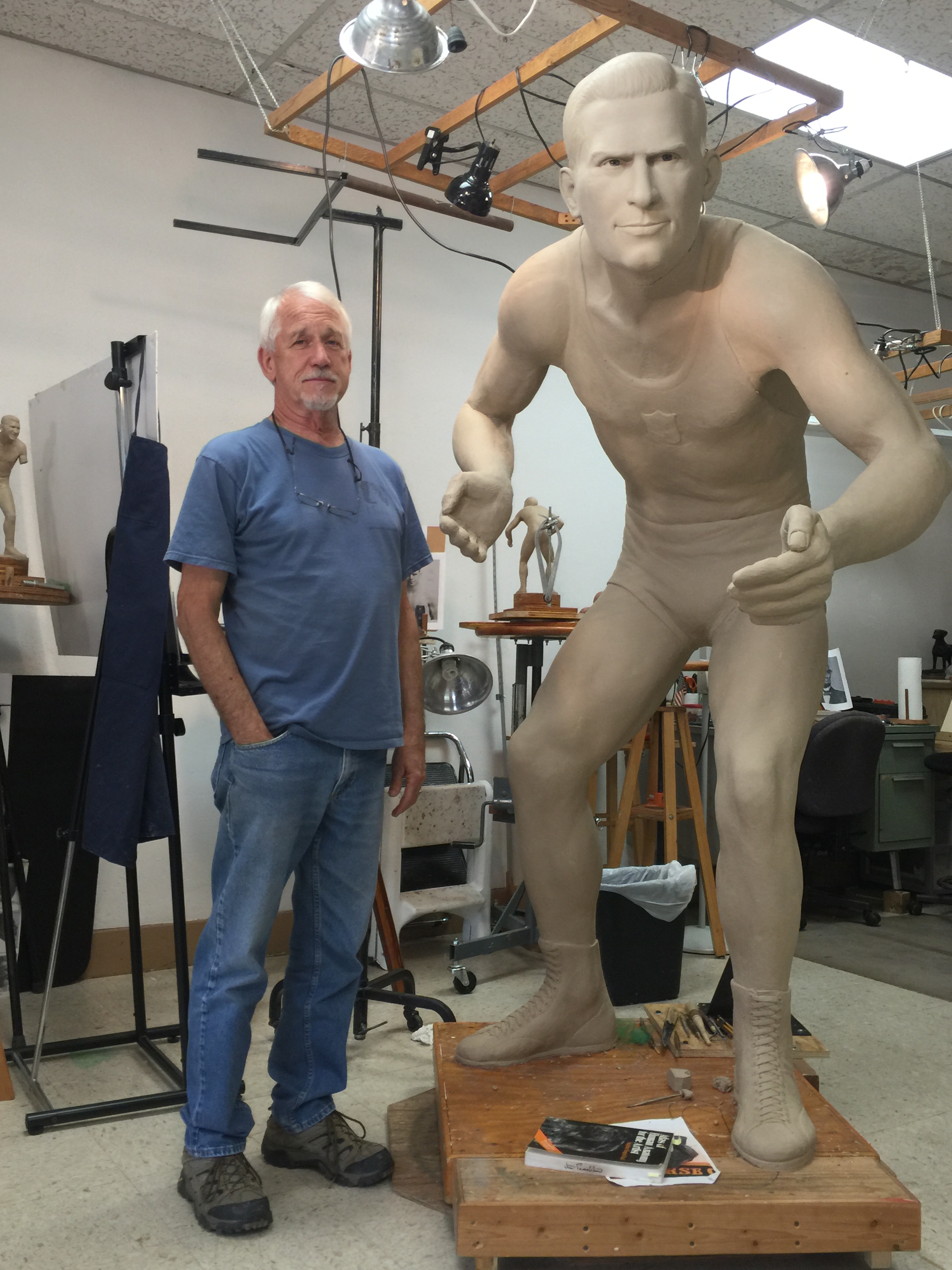 Jim Franklin (Sculptor) with Jack VanBebber clay statue