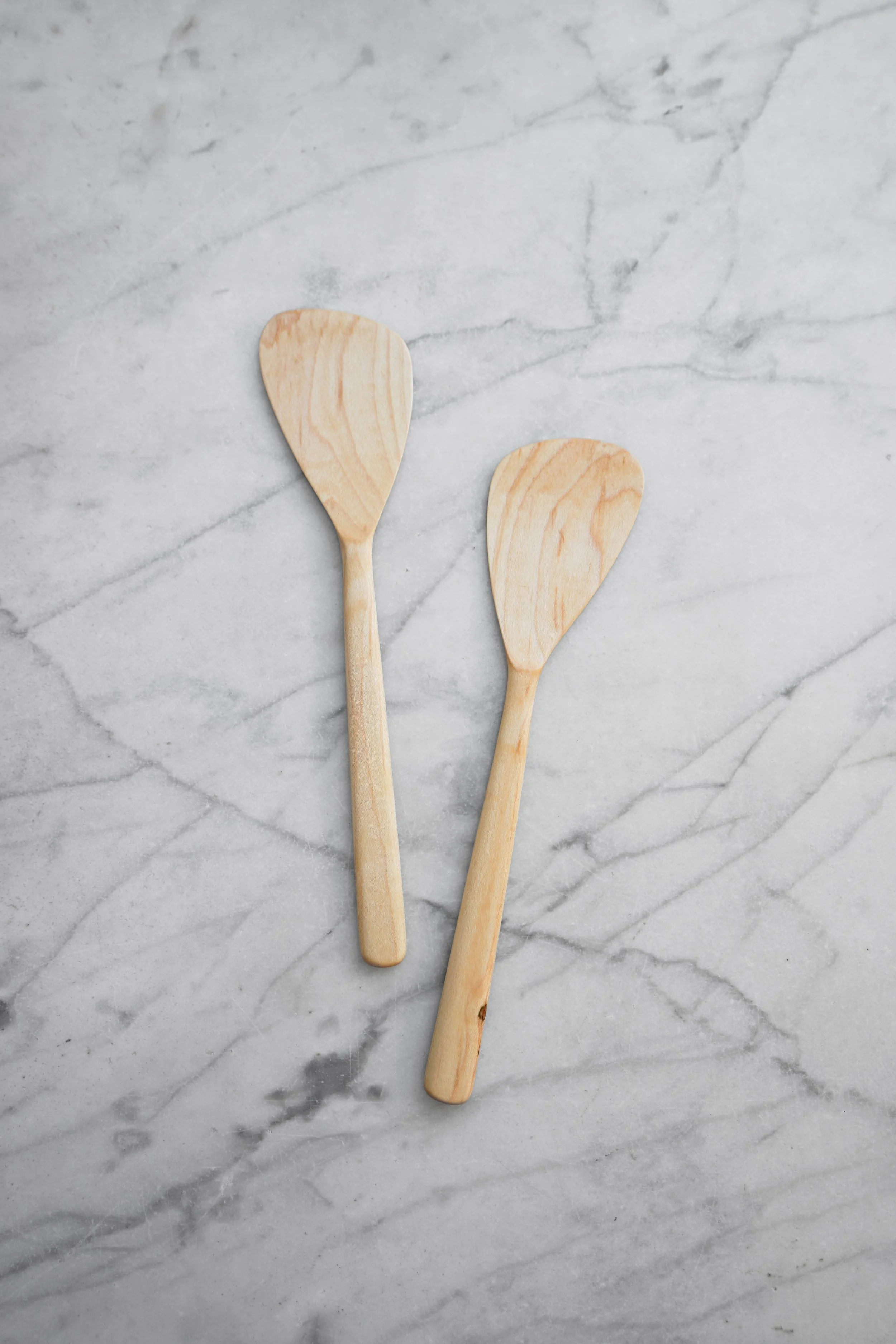 Flat Line Modern Salad Set Maple Wood — Four Leaf Wood Shop